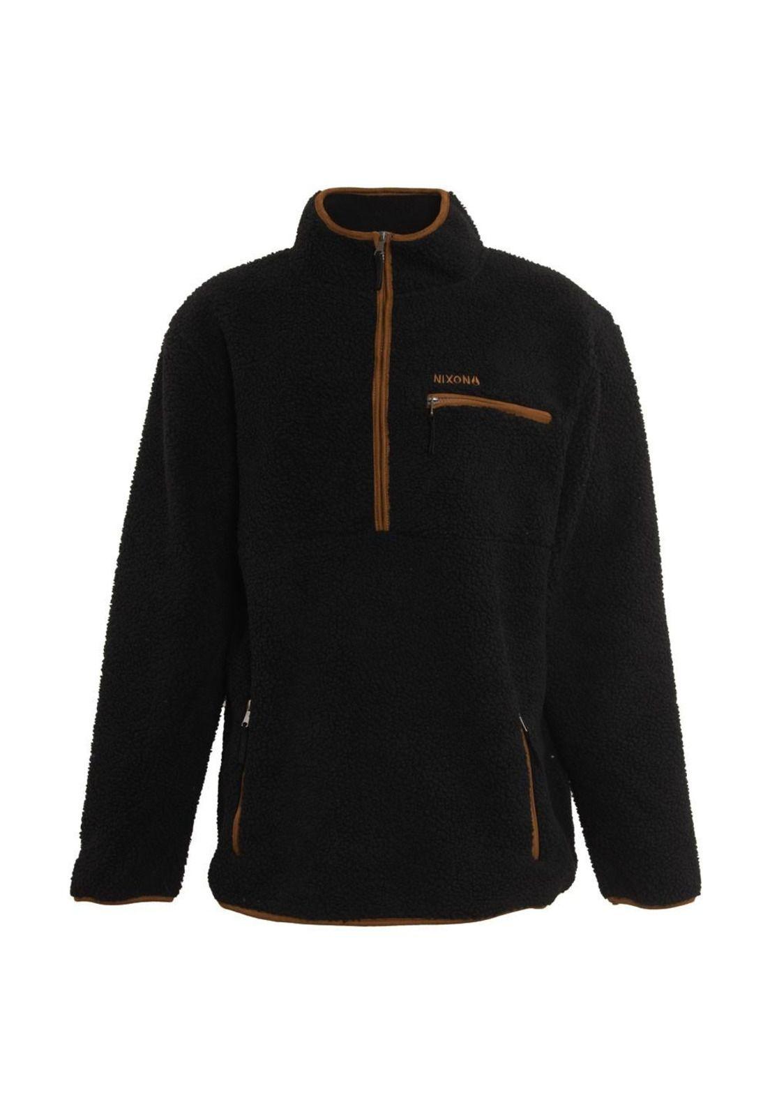 Poleron Men Sherpa Half Zip Black Brown-0