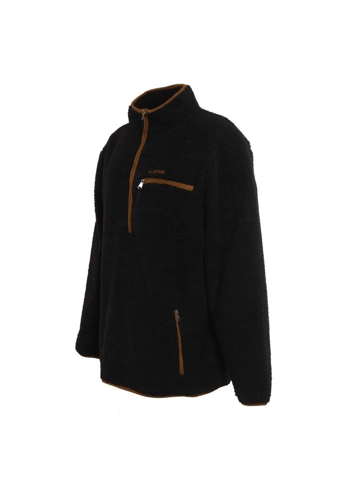 Poleron Men Sherpa Half Zip Black Brown-1