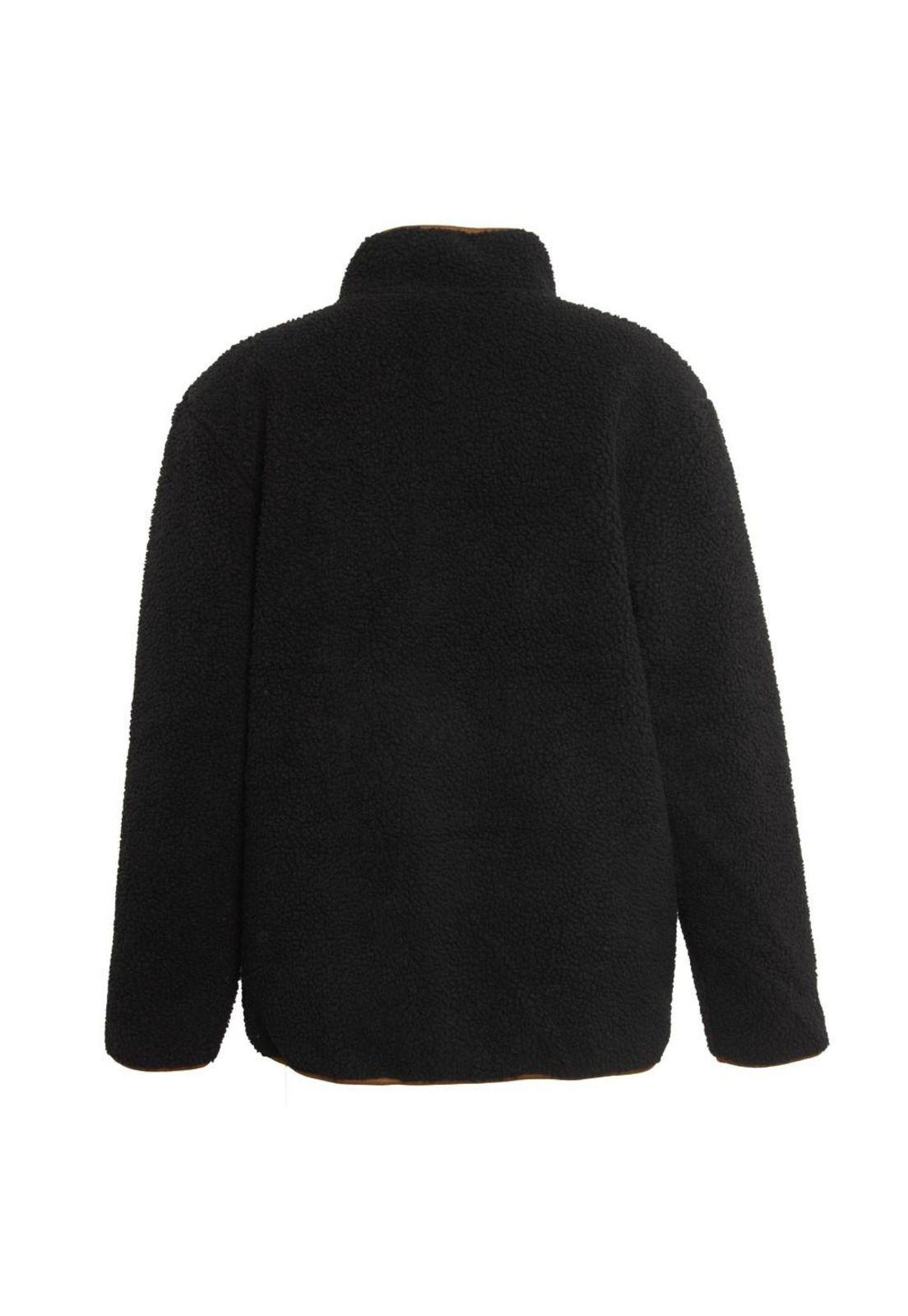 Poleron Men Sherpa Half Zip Black Brown-2