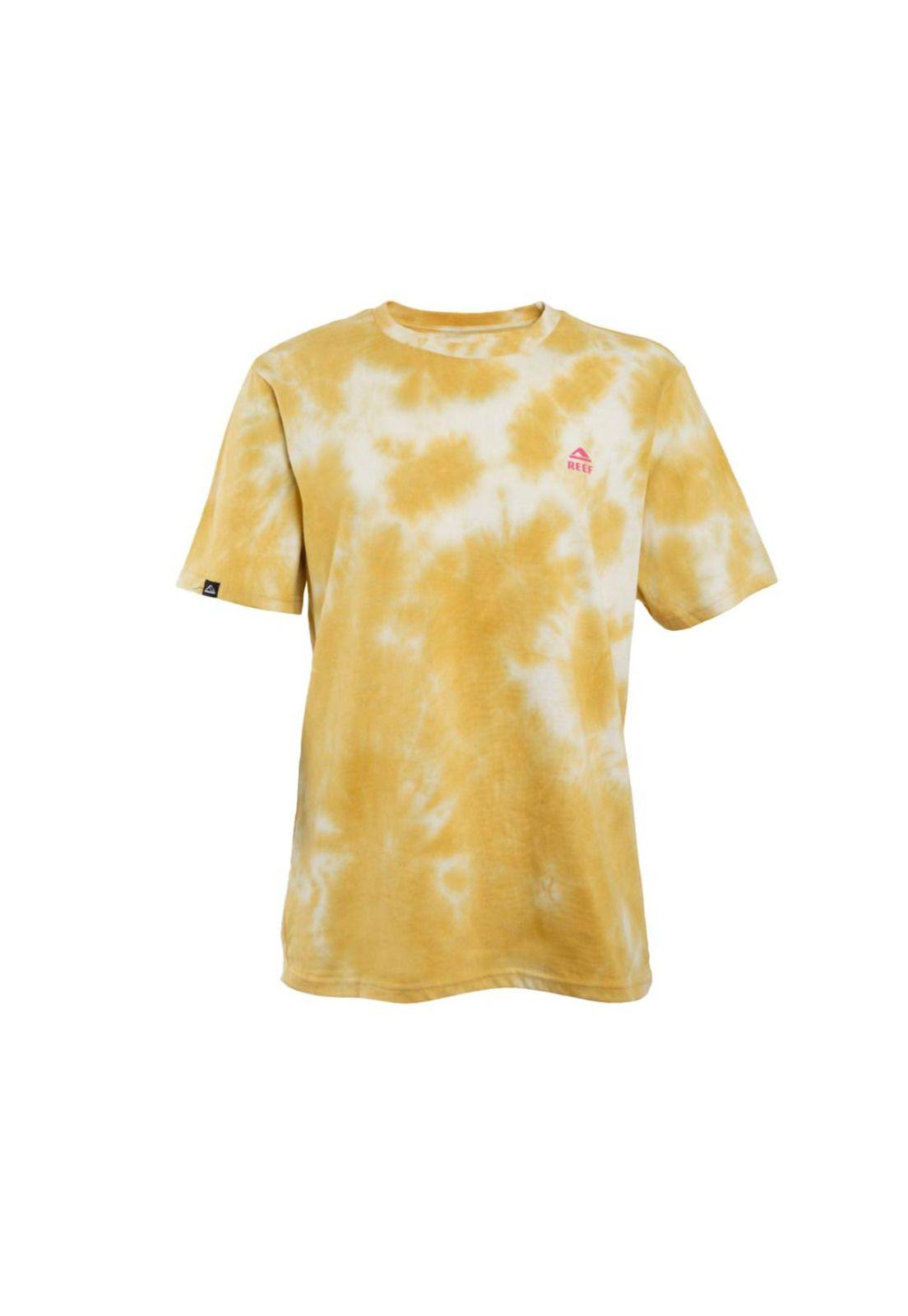 Polera Manga Corta Tie Dye Yellow Beige Pink-0
