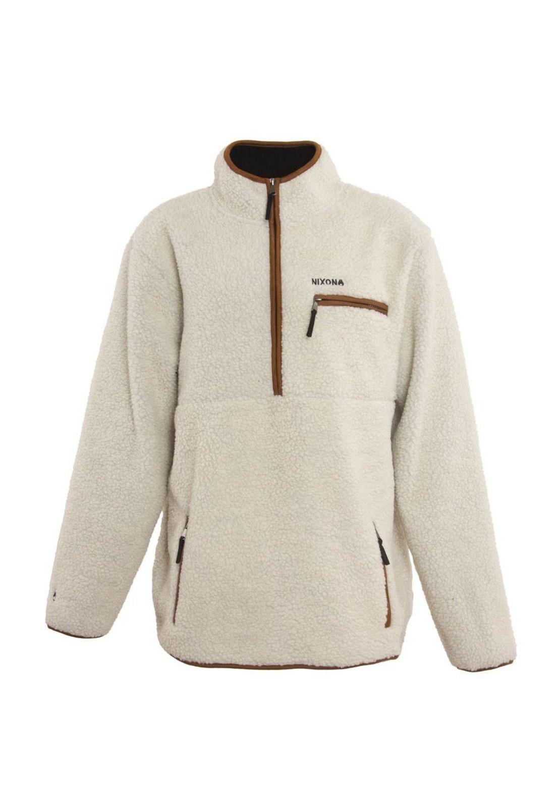 Poleron Men Sherpa Half Zip Beige Brown-0