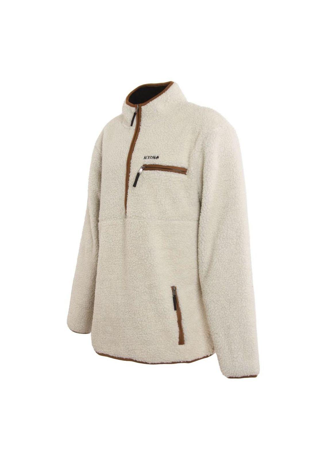 Poleron Men Sherpa Half Zip Beige Brown-1