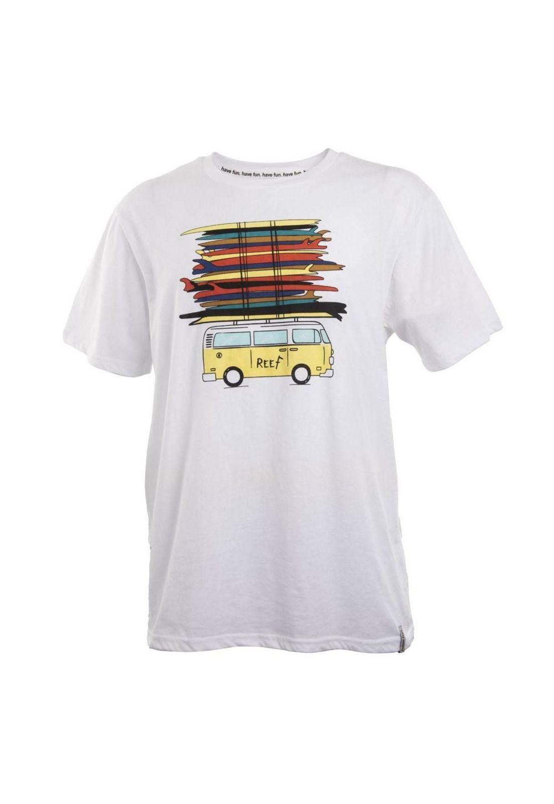 Polera Blanca estampado Bus y Tablas Reef-0
