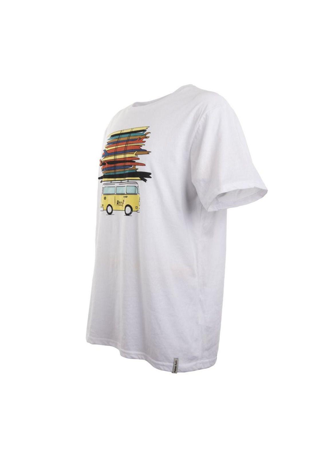 Polera Blanca estampado Bus y Tablas Reef-1