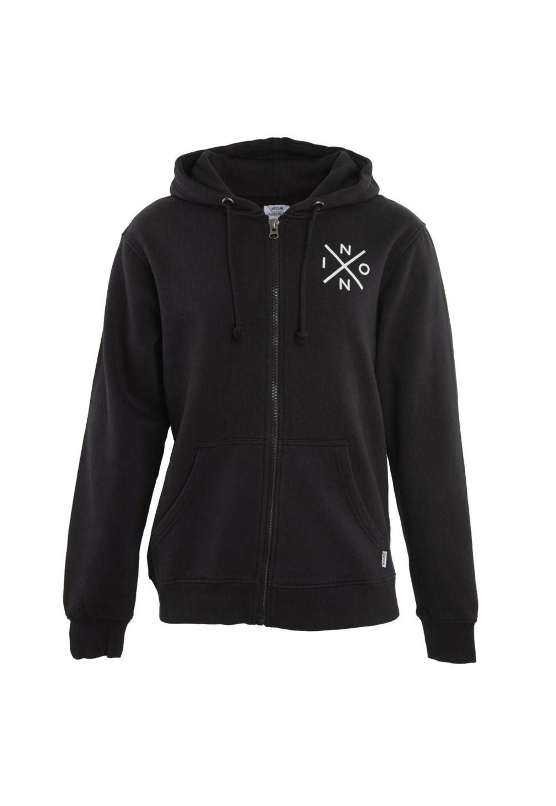 Poleron Men Full zipper Black White Cross-0