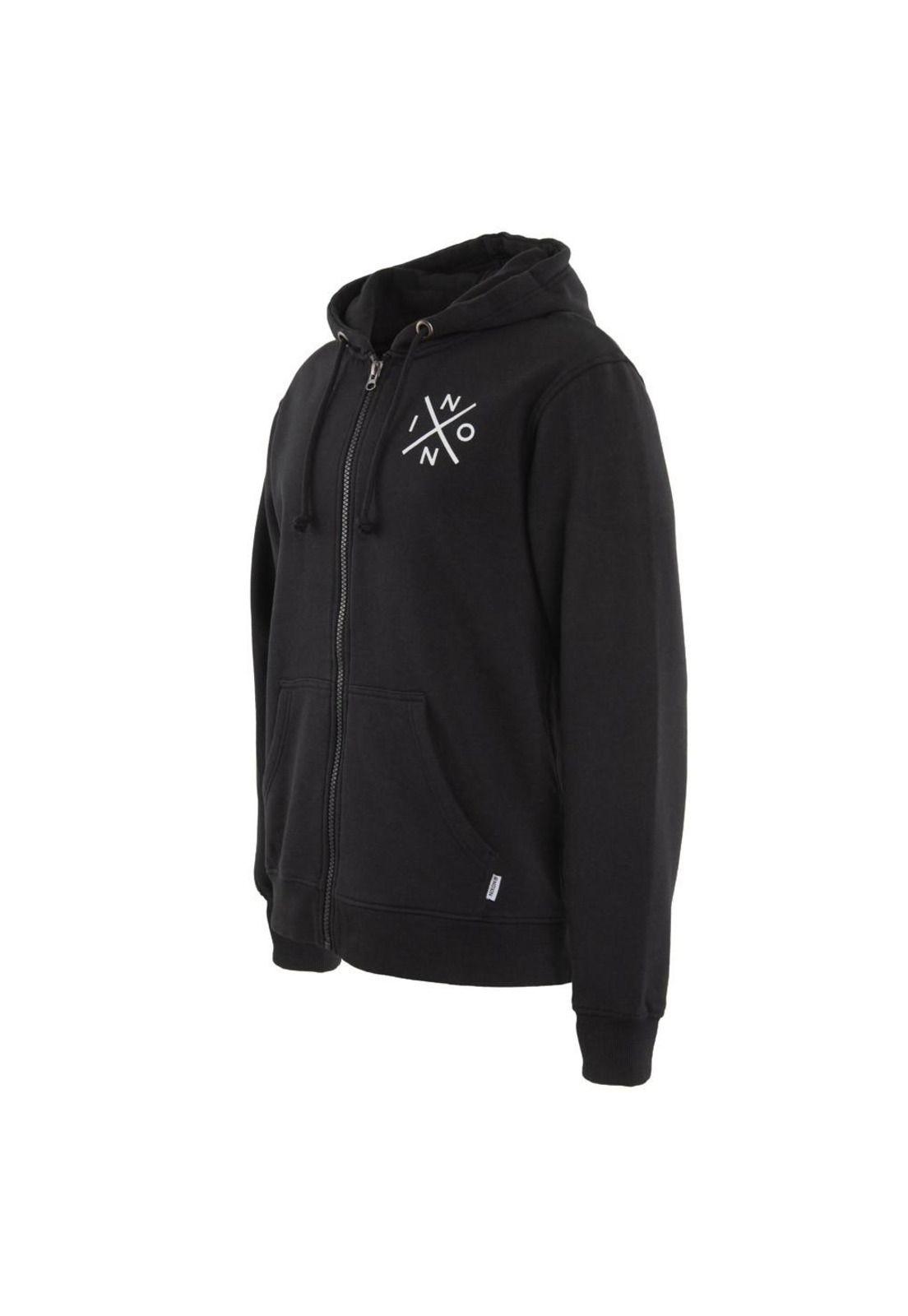 Poleron Men Full zipper Black White Cross-1