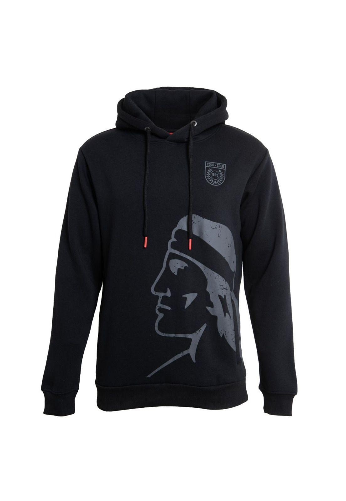 Poleron Colo Colo Urbano Hoodie Negro Cacique Gris-0