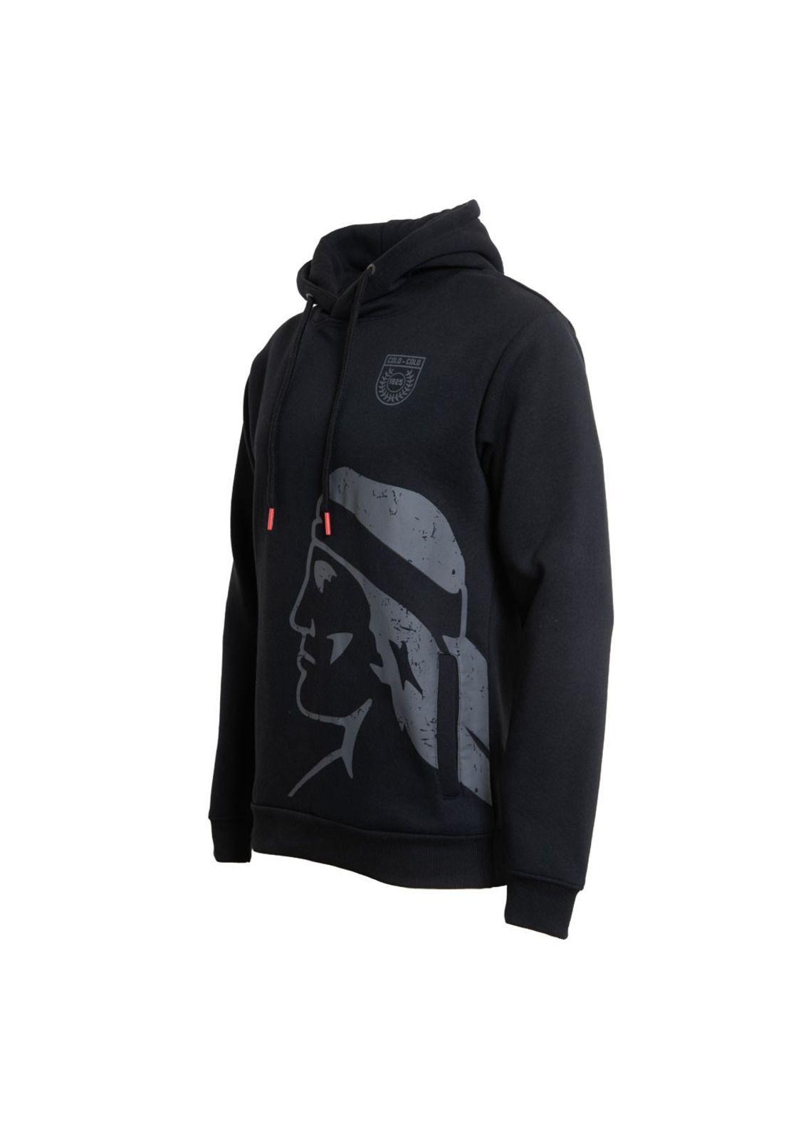 Poleron Colo Colo Urbano Hoodie Negro Cacique Gris-1