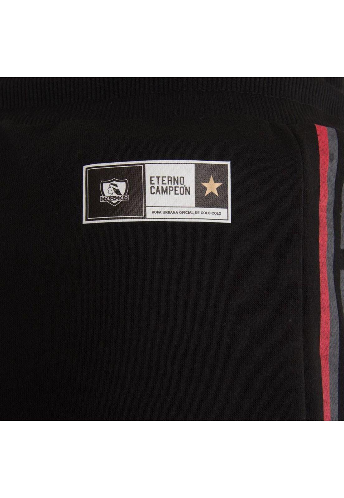 Pantalón Colo Colo Urbano Black Diseño Banda Lateral Grey Red-3