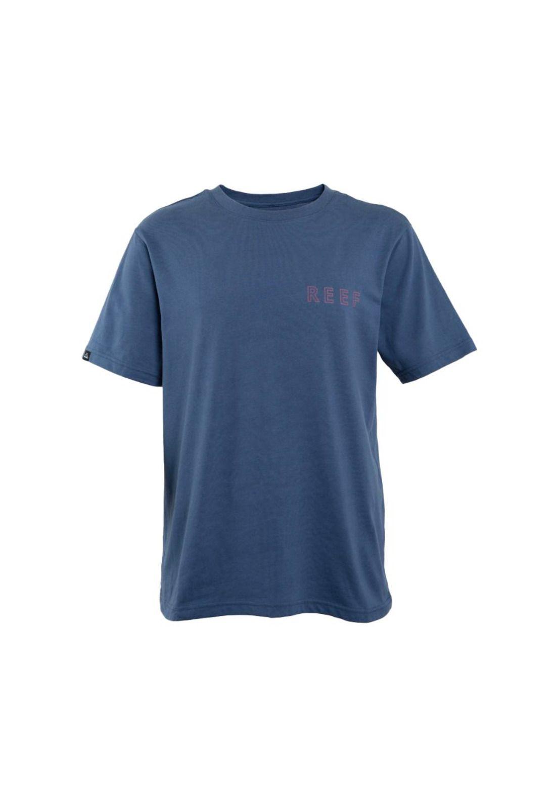 Polera Manga corta Azul Estampado Palmeras-0