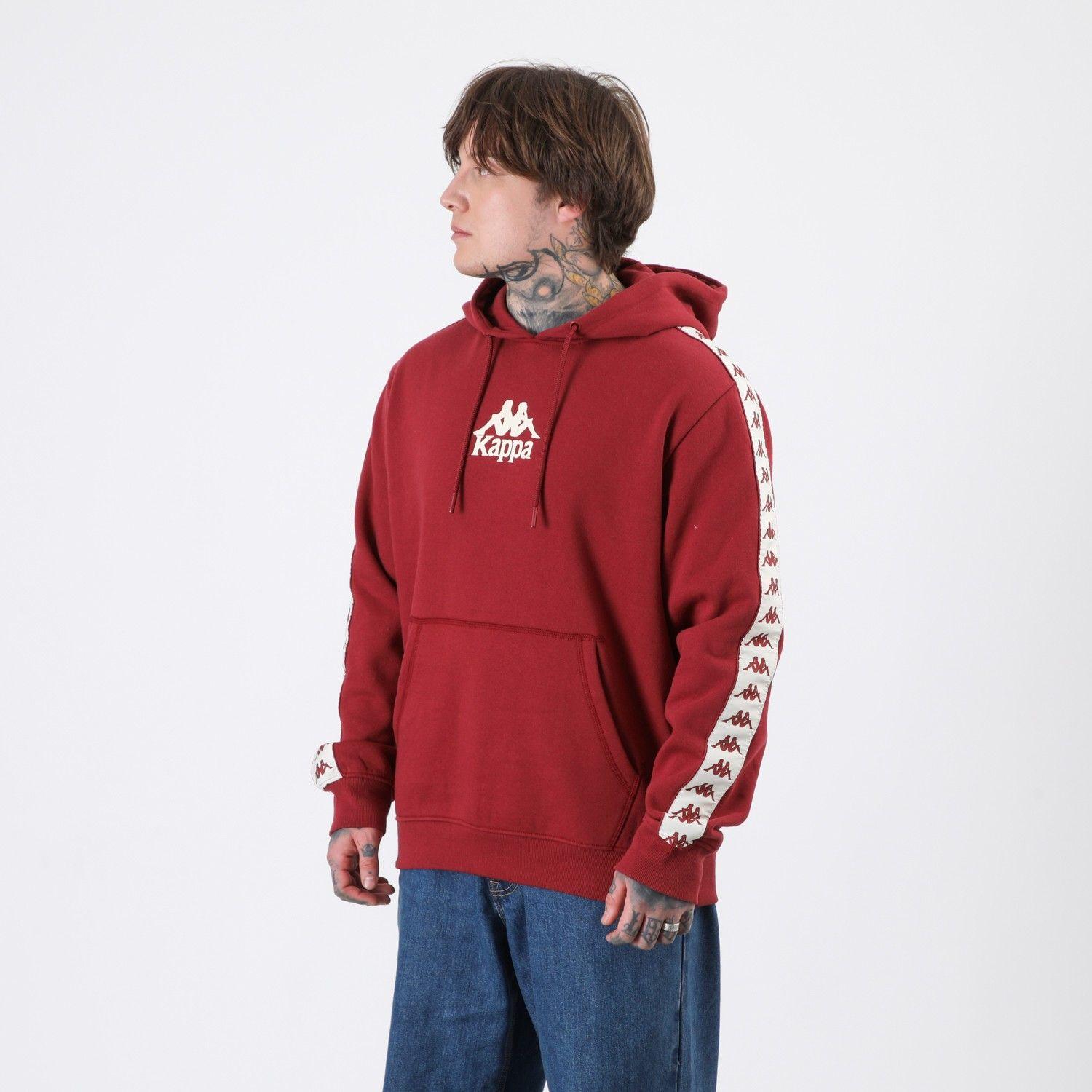 Polerón Kappa Men Hoodie Banda Burgundy Omini White-2