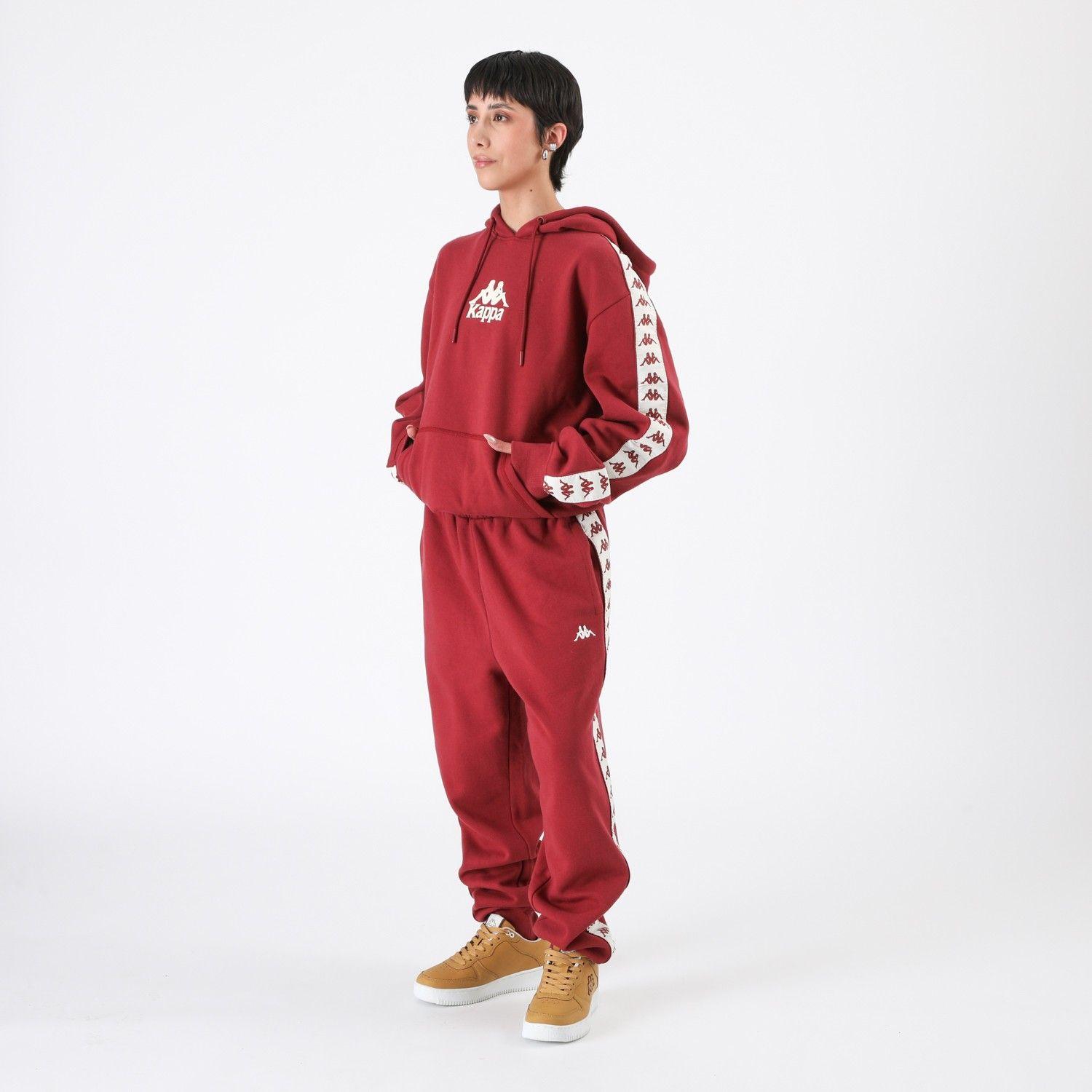 Polerón Kappa Men Hoodie Banda Burgundy Omini White-3