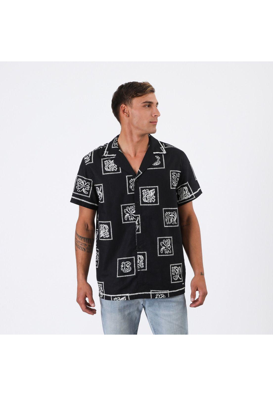 Camisa Reef Men Negra Diseños Beige-0