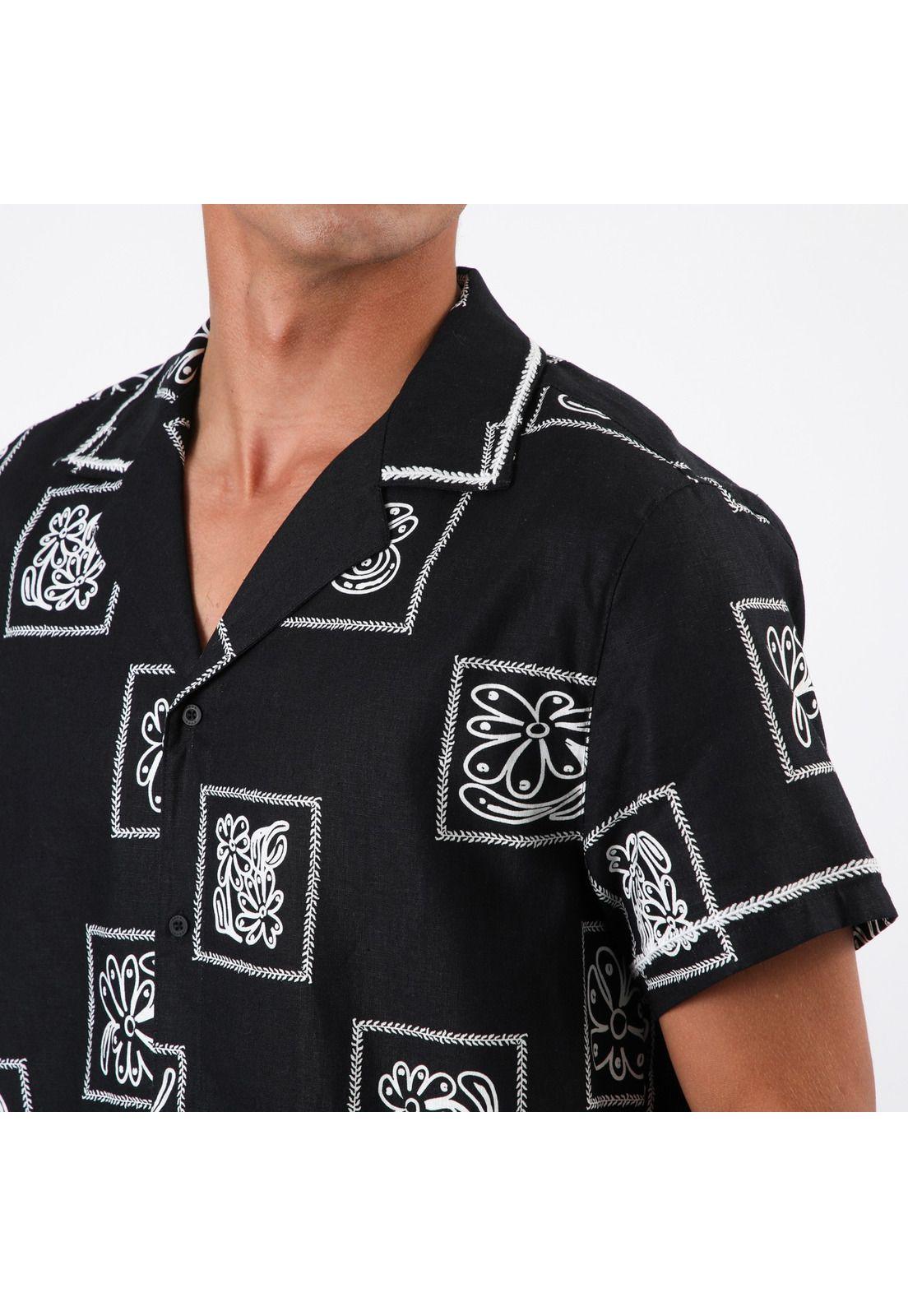 Camisa Reef Men Negra Diseños Beige-3