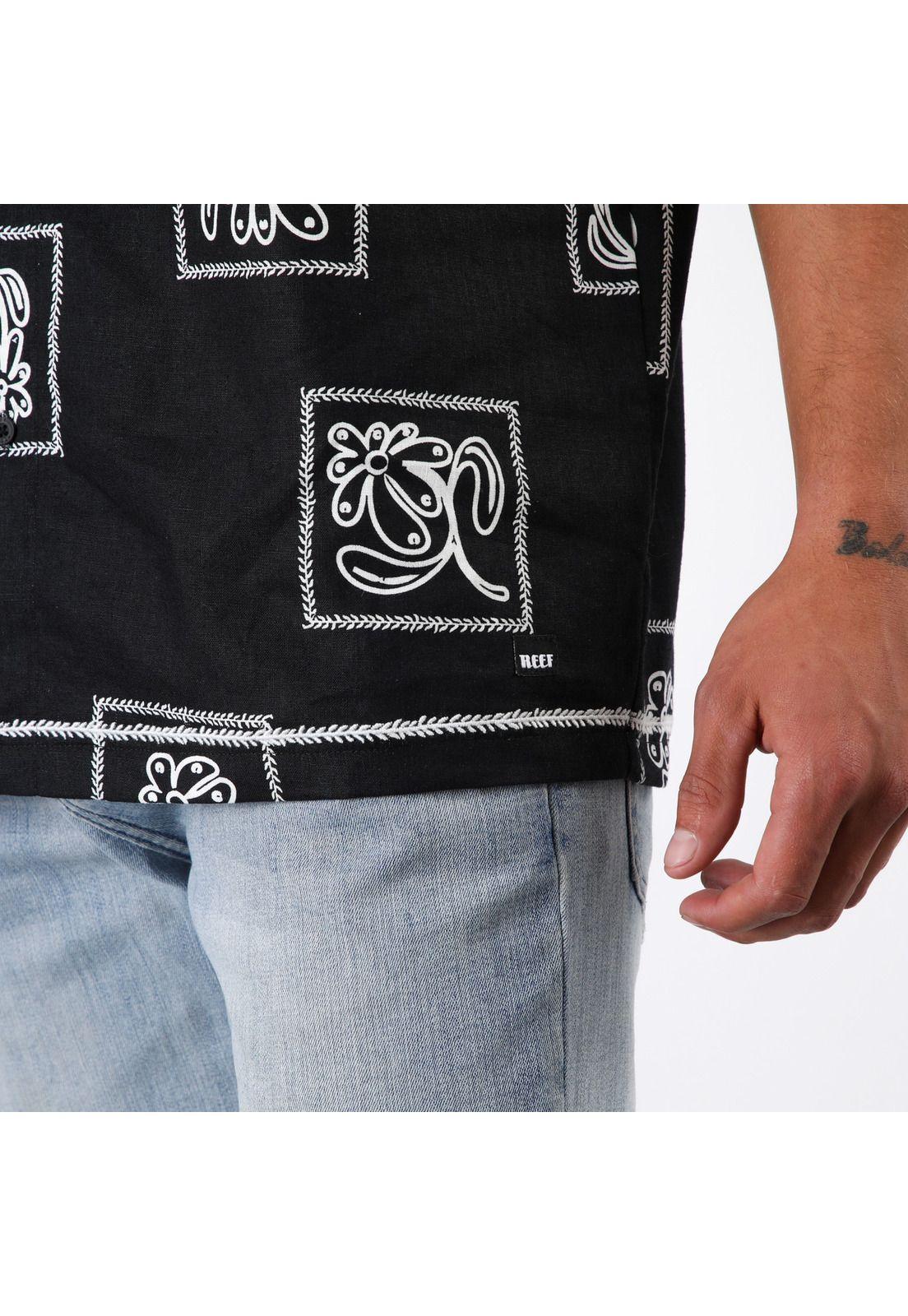 Camisa Reef Men Negra Diseños Beige-4