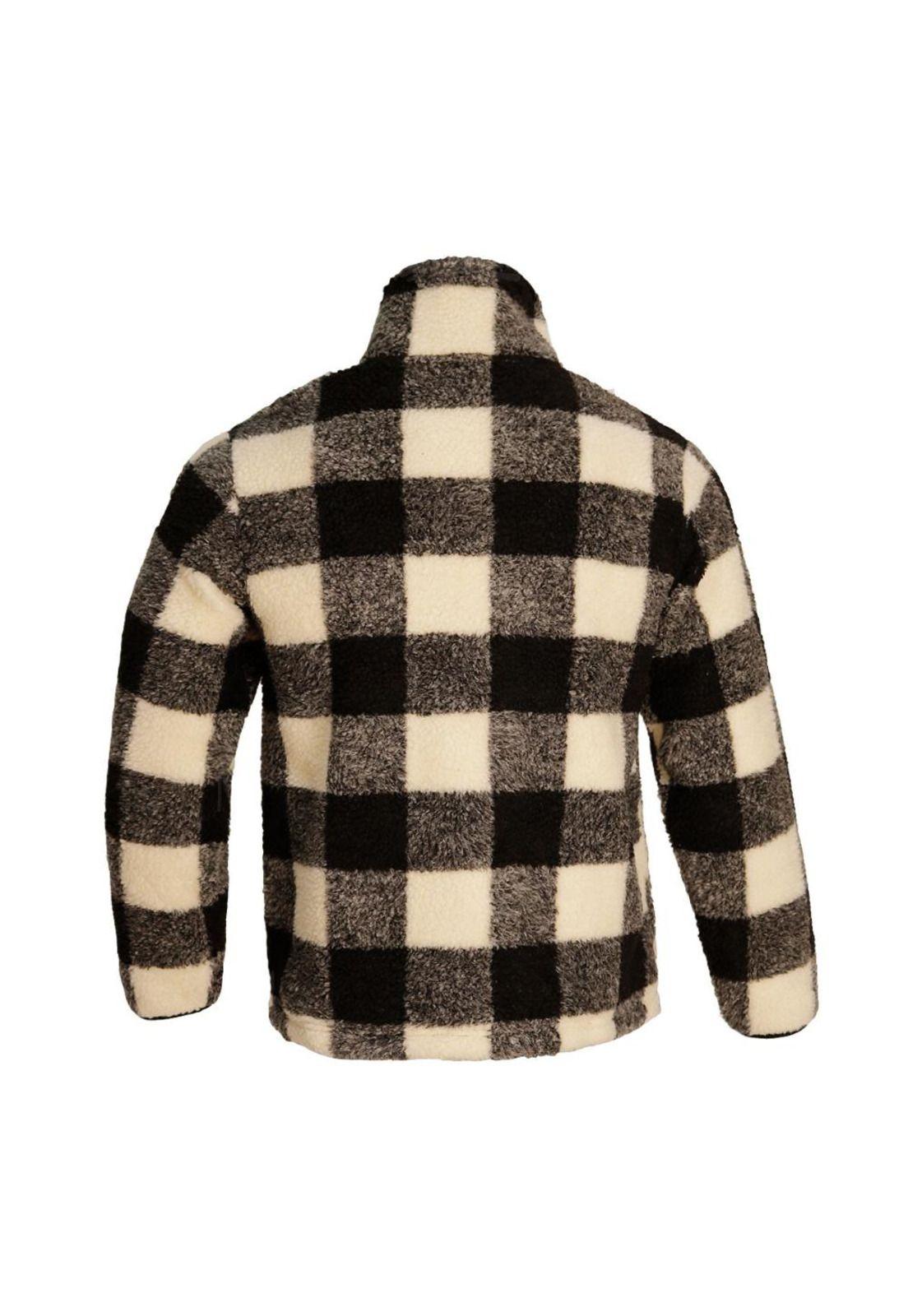 Sherpa Women Full Zipper Black Beige-2