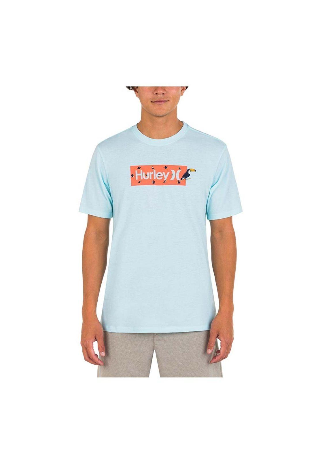 Polera Everyday Washed Ditsy Teal Tint Hurley-2