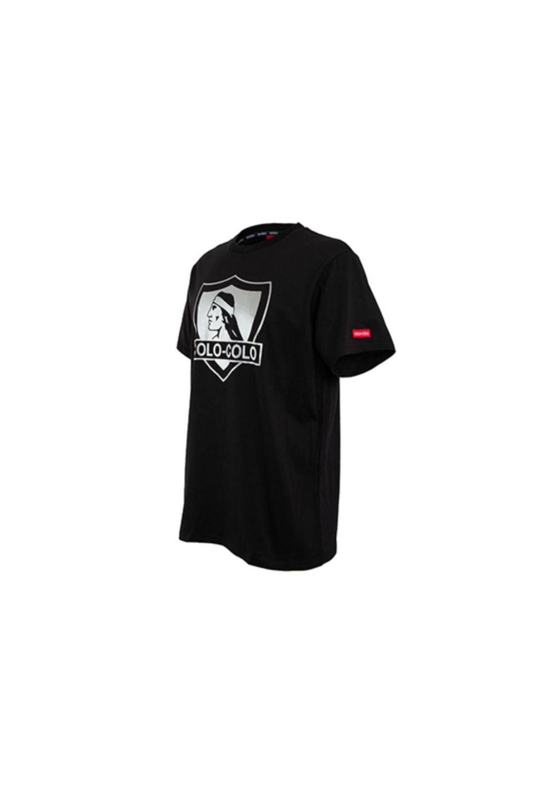 Polera Colo Colo Urbano Negra Escudo Plateado-1