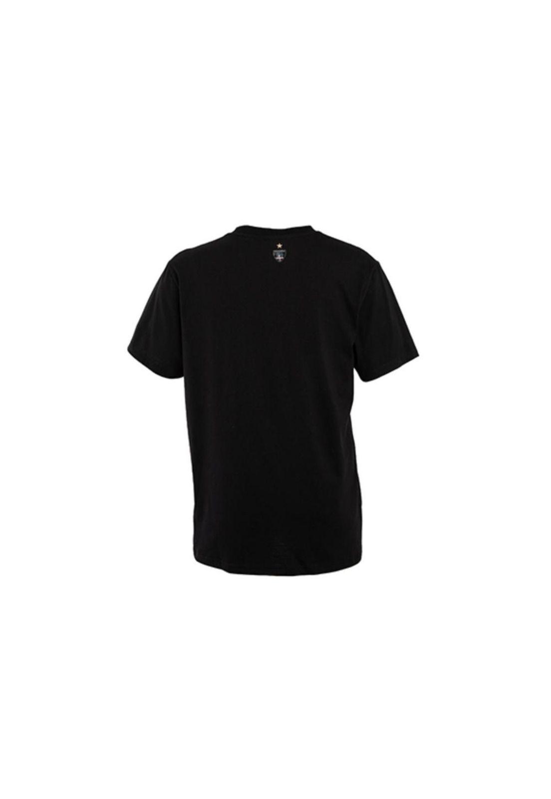 Polera Colo Colo Urbano Negra Escudo Plateado-2