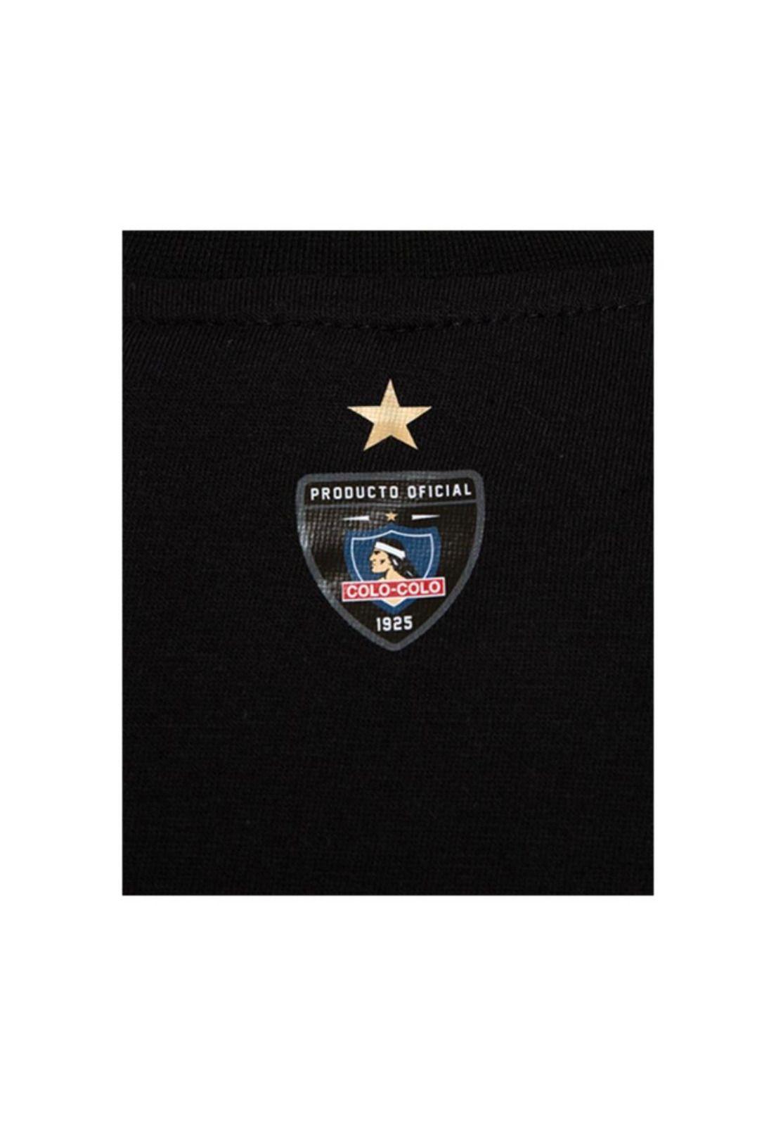 Polera Colo Colo Urbano Negra Escudo Plateado-3