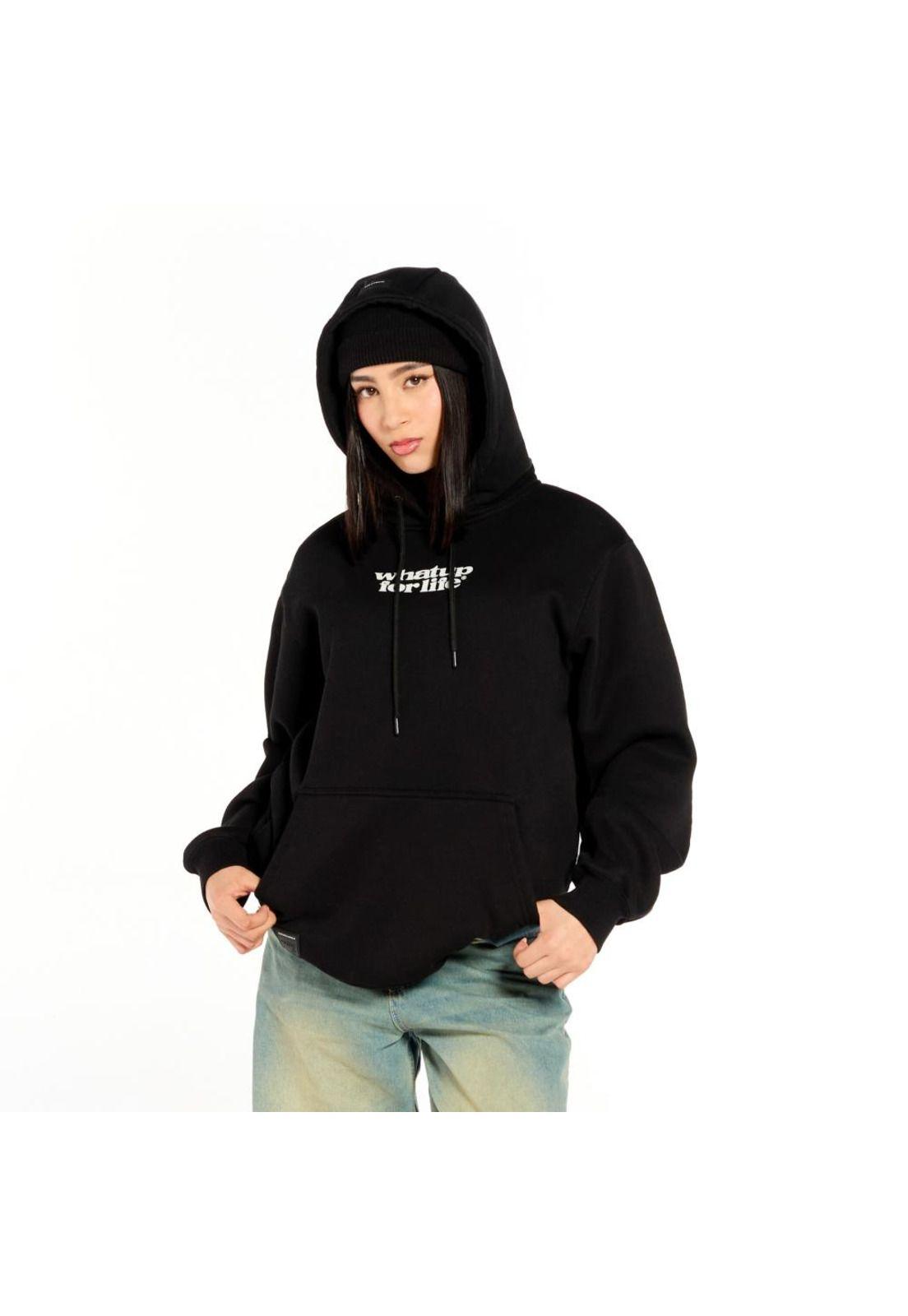 Poleron Whatup Hombre con estampado espalda Negro-0