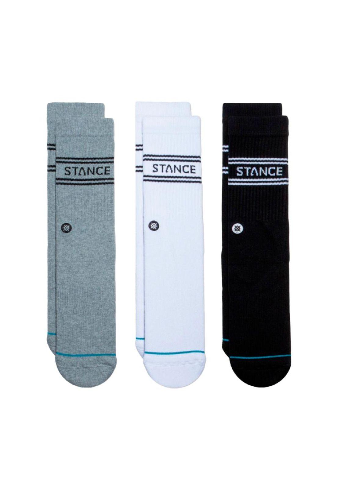 Stance Sock Men Basic Crew 3 Pack Black Grey White-0