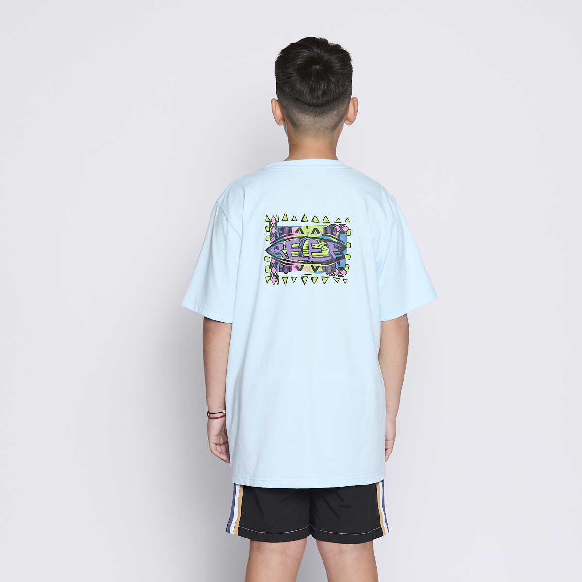 Polera Reef Kids Light Blue Logo Back-2