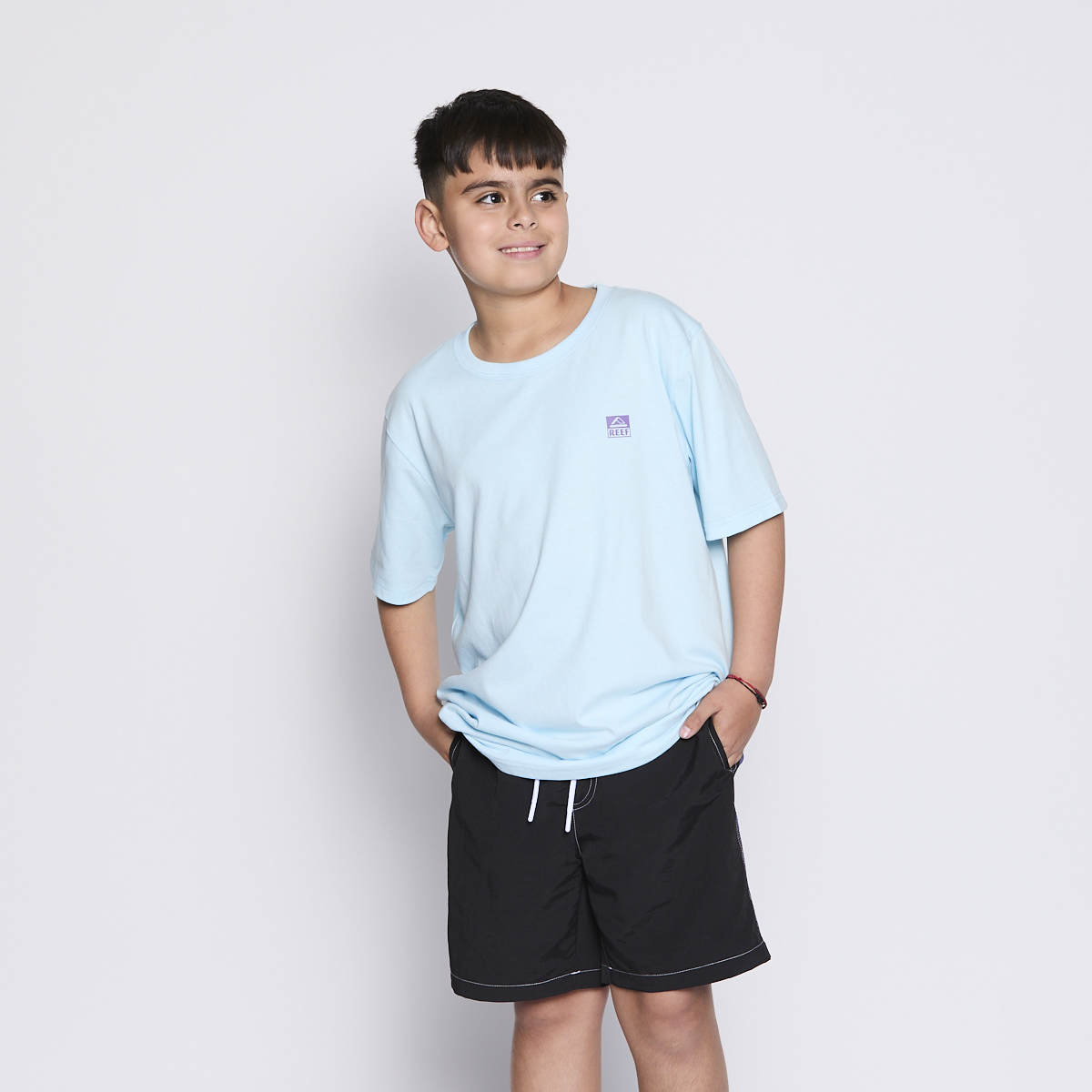 Polera Reef Kids Light Blue Logo Back-3
