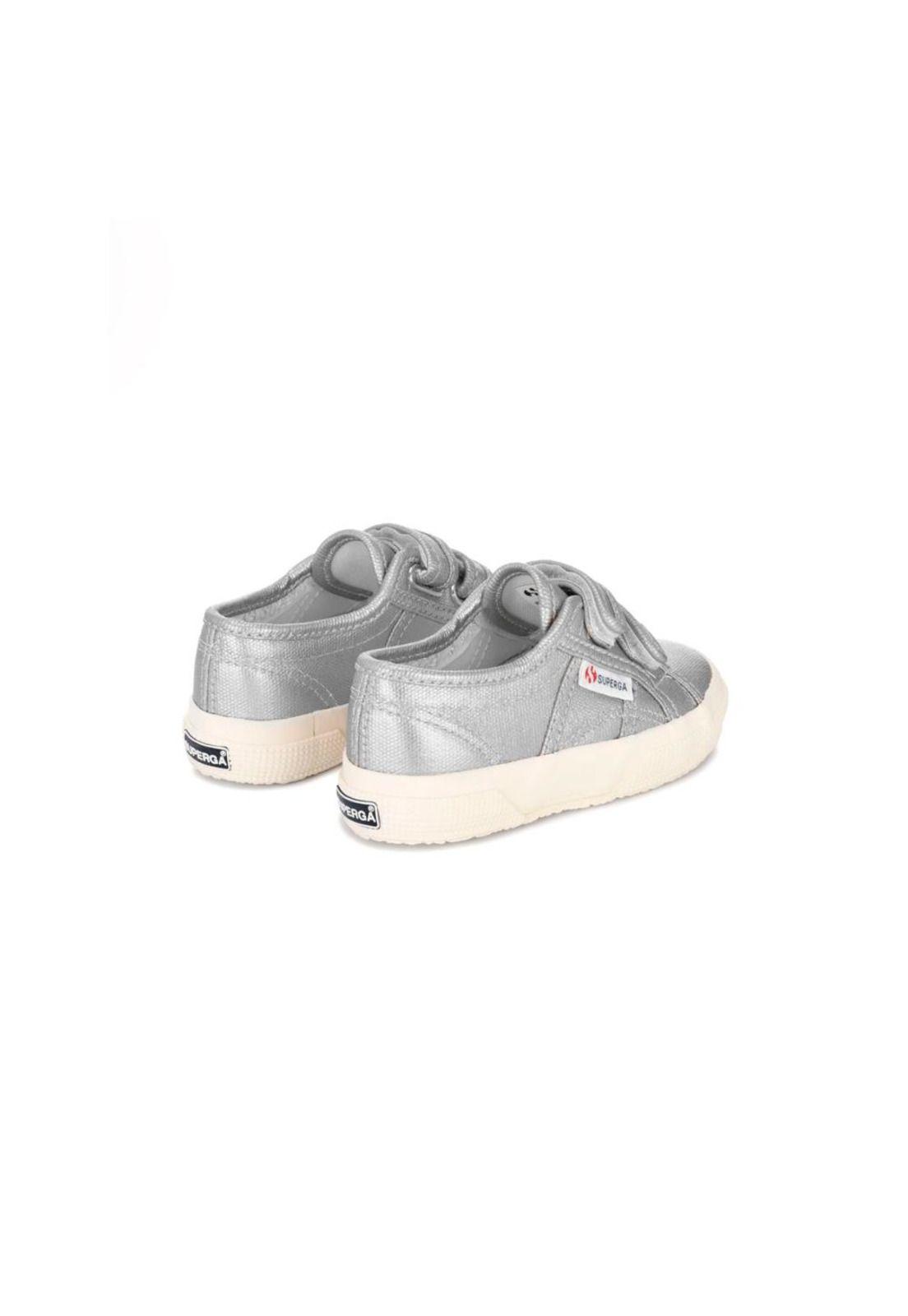 Zapatilla Kids 2750 Strap Metallic Canvas Grey Silver-2