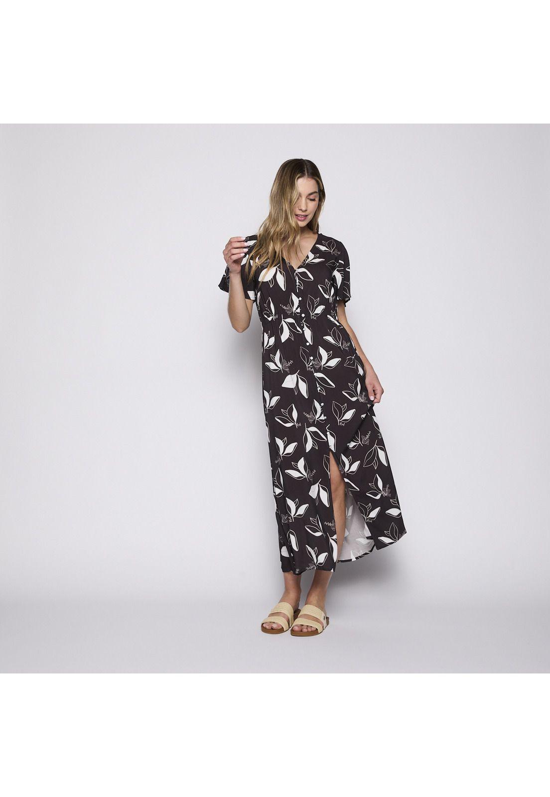 Vestido Reef Women Black Buttons-5