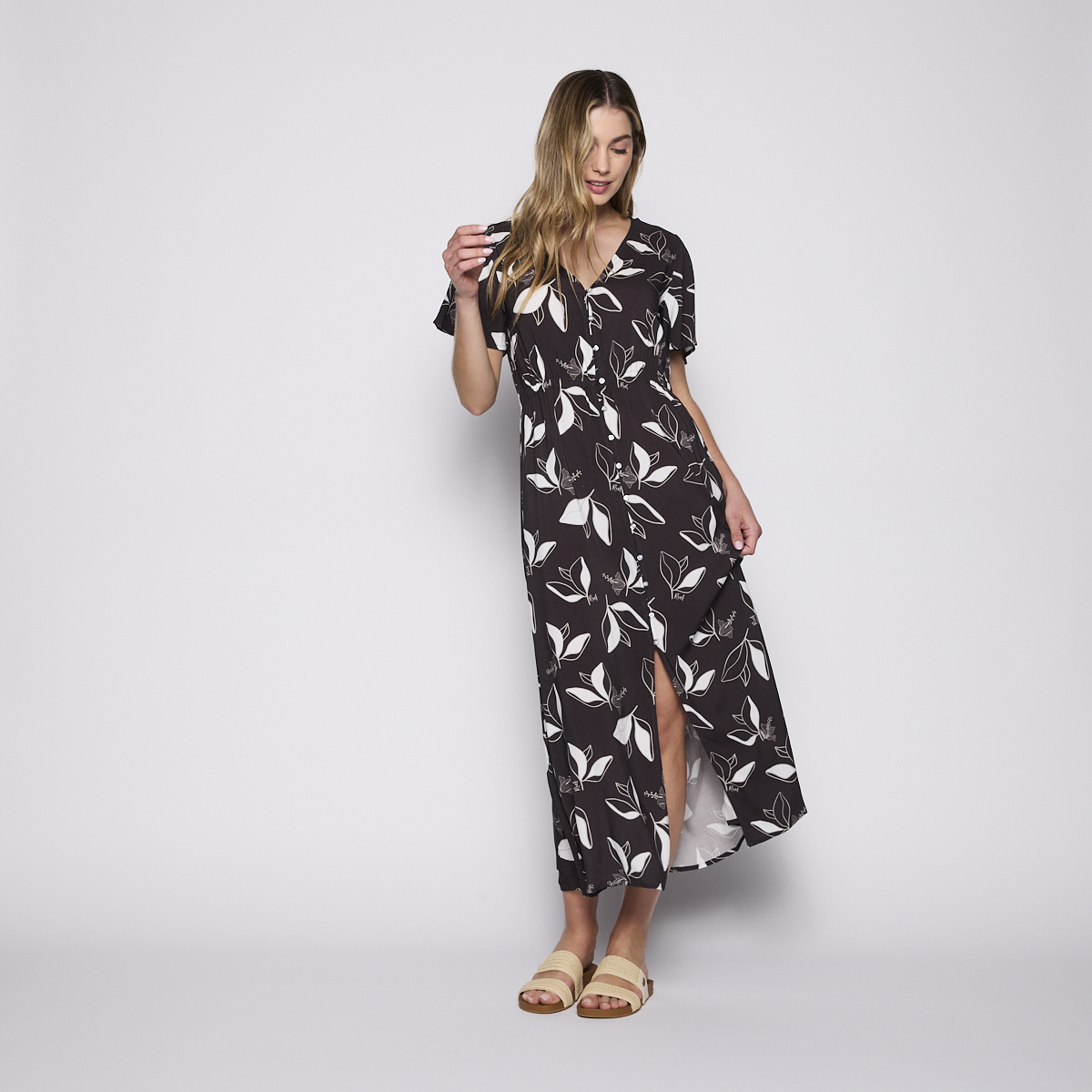 Vestido Reef Women Black Buttons-5
