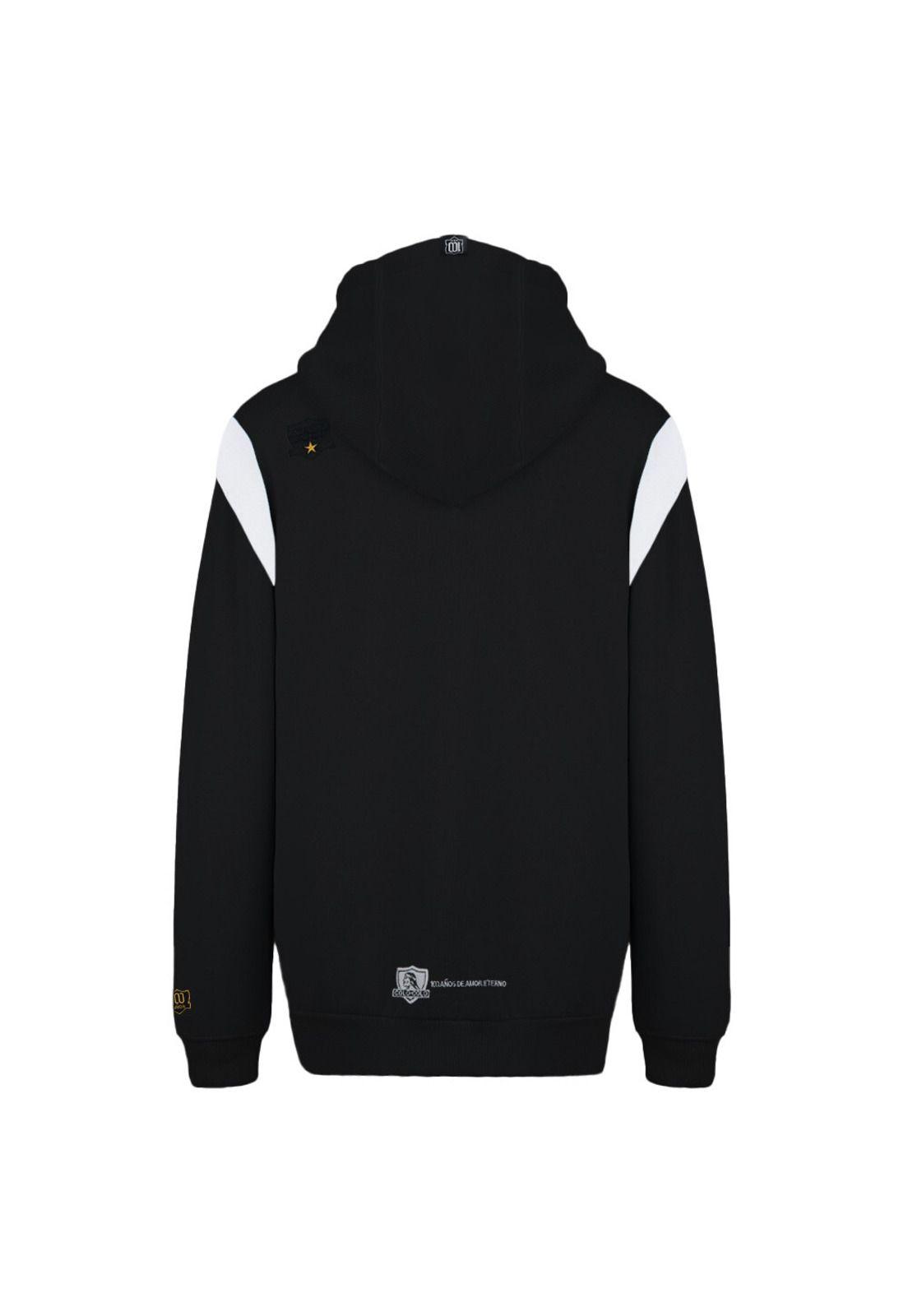 Polerón Colo Colo Urbano Full Zipper Block Color Negro Blanco-1