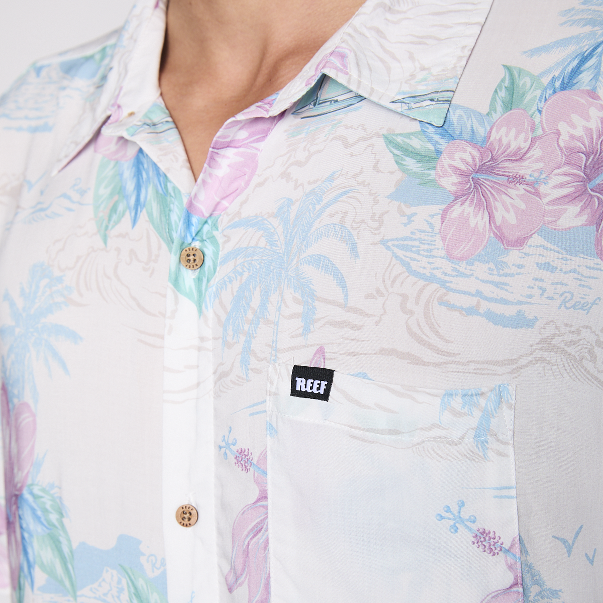 Camisa Reef Men Floreada Blanca-5