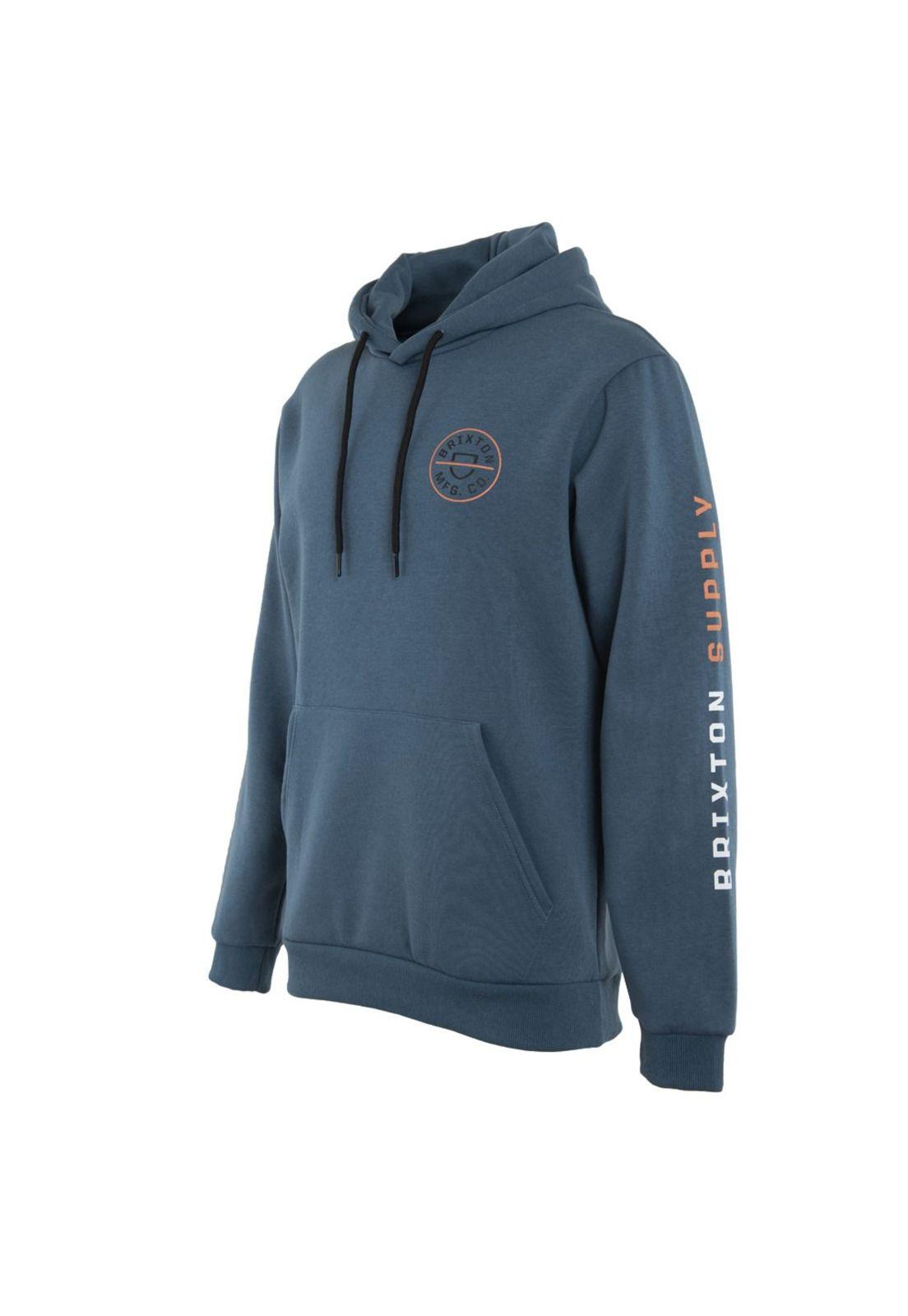 Poleron Men Hoodie Logo Petrol Blue Black Orange-1