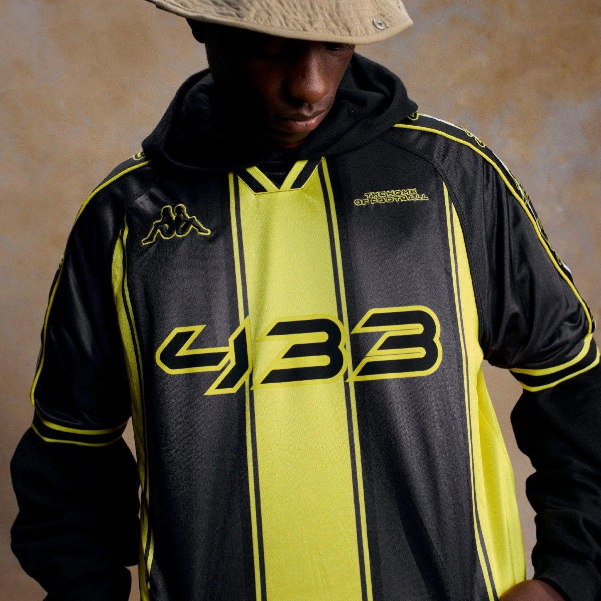 Camiseta Kappa 222 Banda Rombat 433 Oversize Yellow Black-4