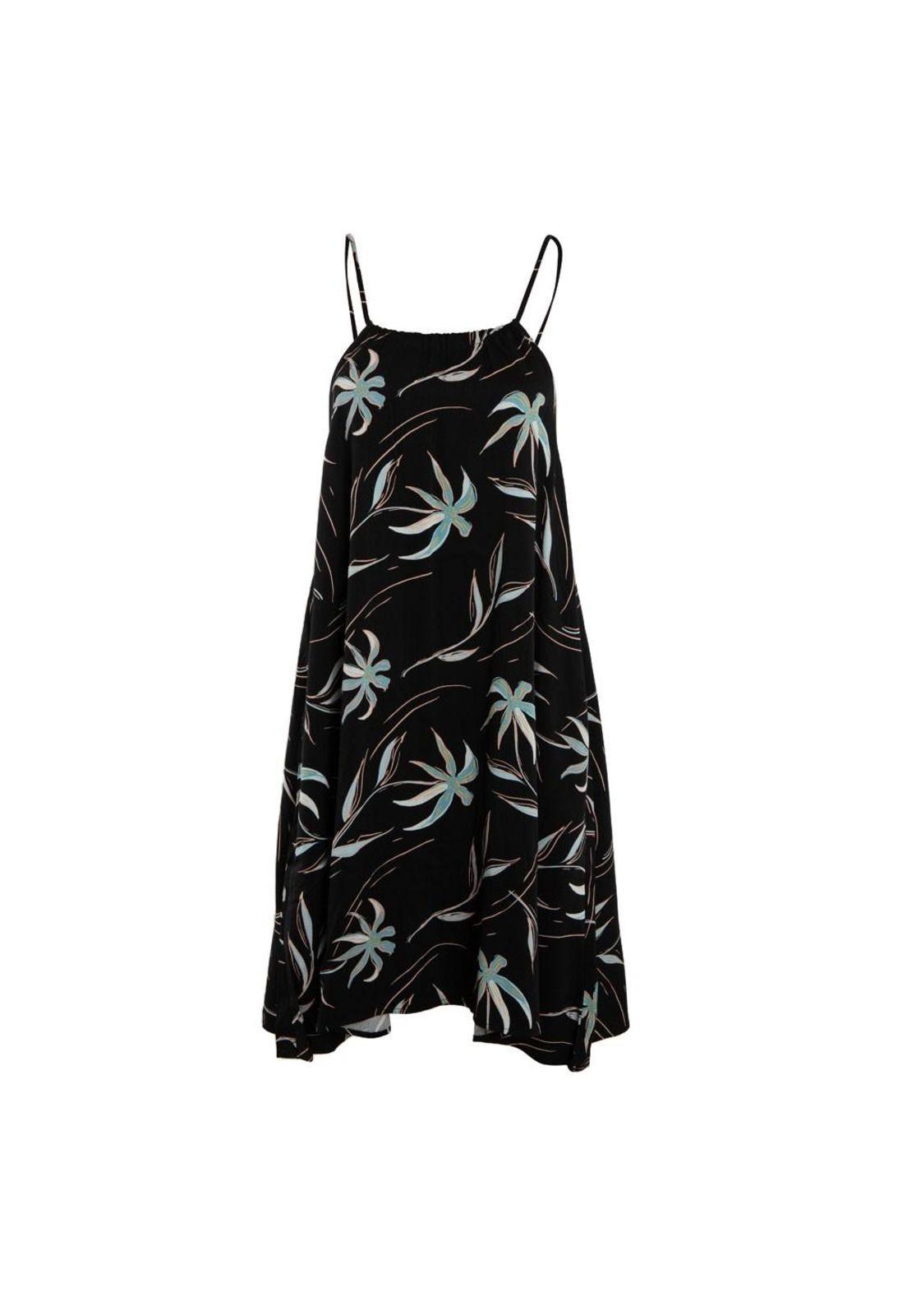 Vestido Women Leaves Black-0