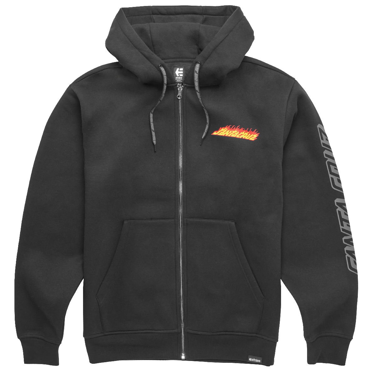 Polerón Etnies Full Zipper Santa Cruz Flame Tech Black-0