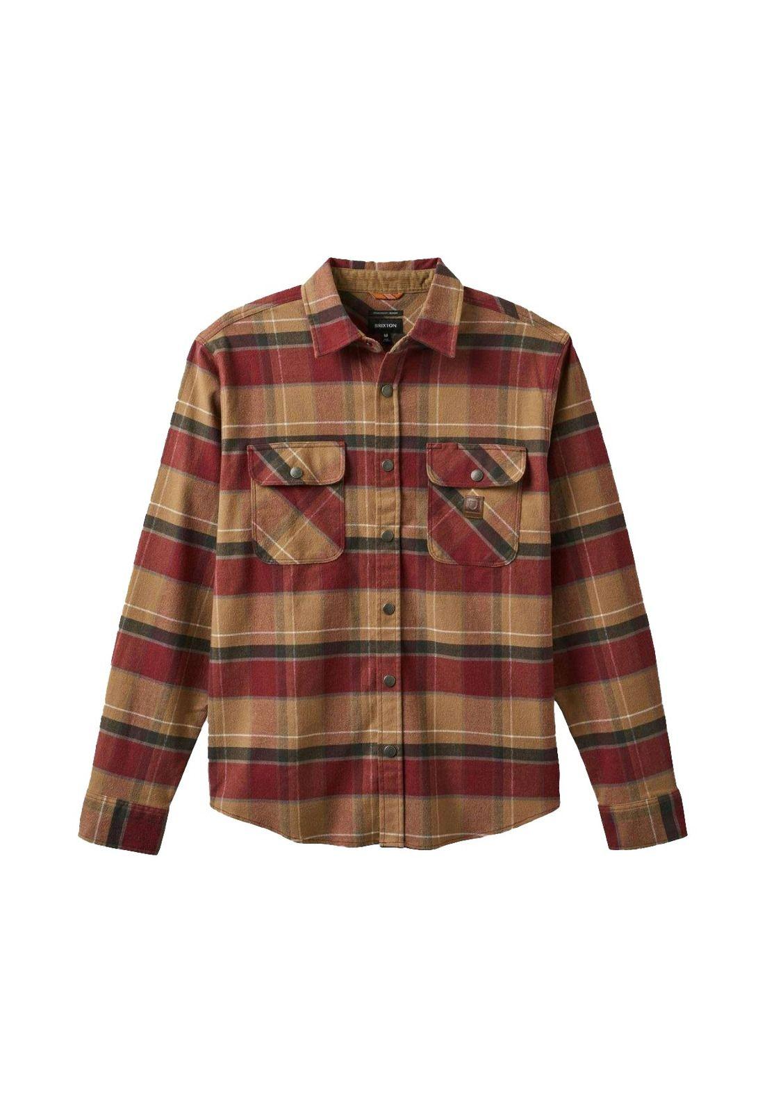Camisa Brixton Builders Bowery Woodsmoke Cordovan Red Washed Black-0
