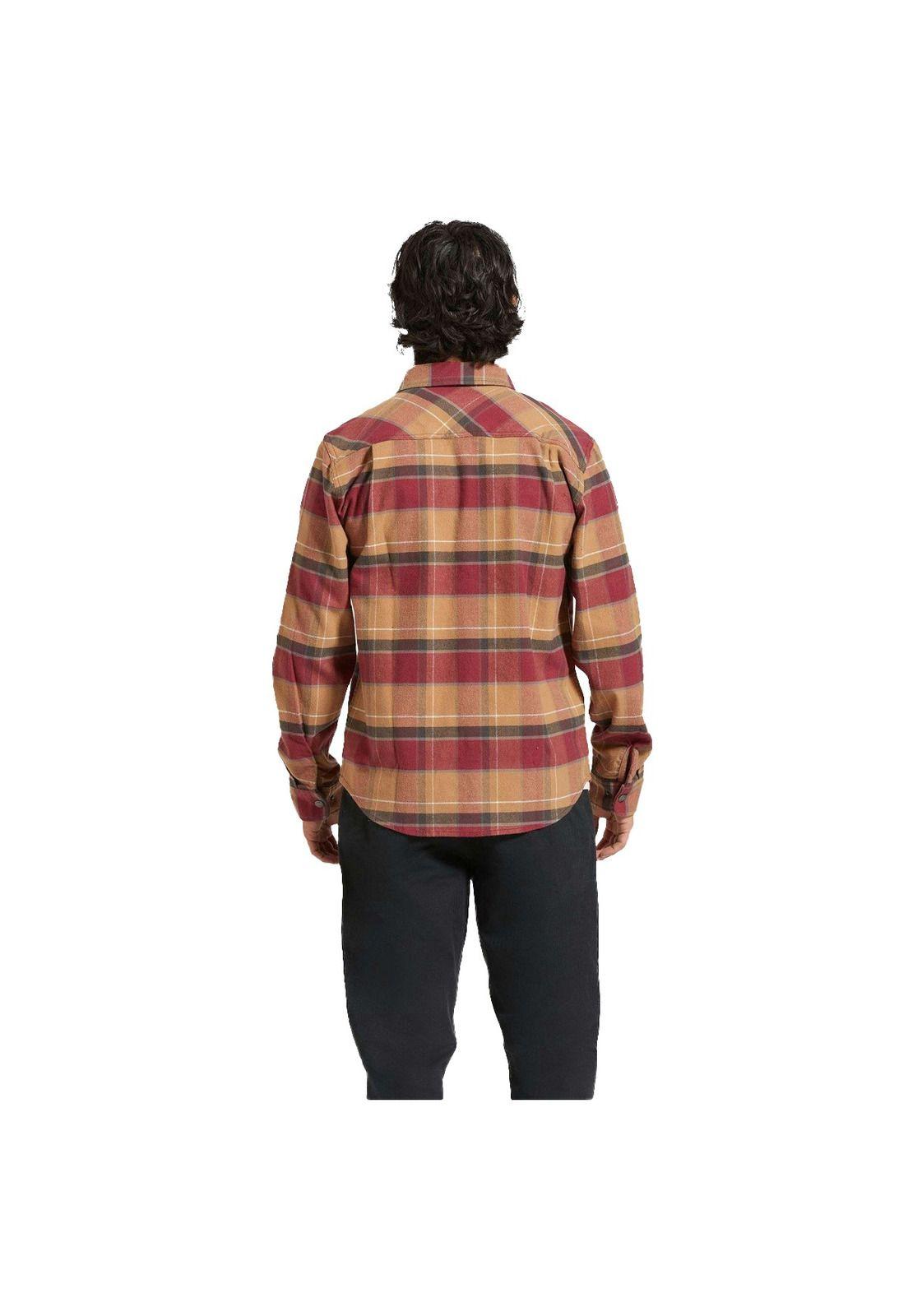 Camisa Brixton Builders Bowery Woodsmoke Cordovan Red Washed Black-2
