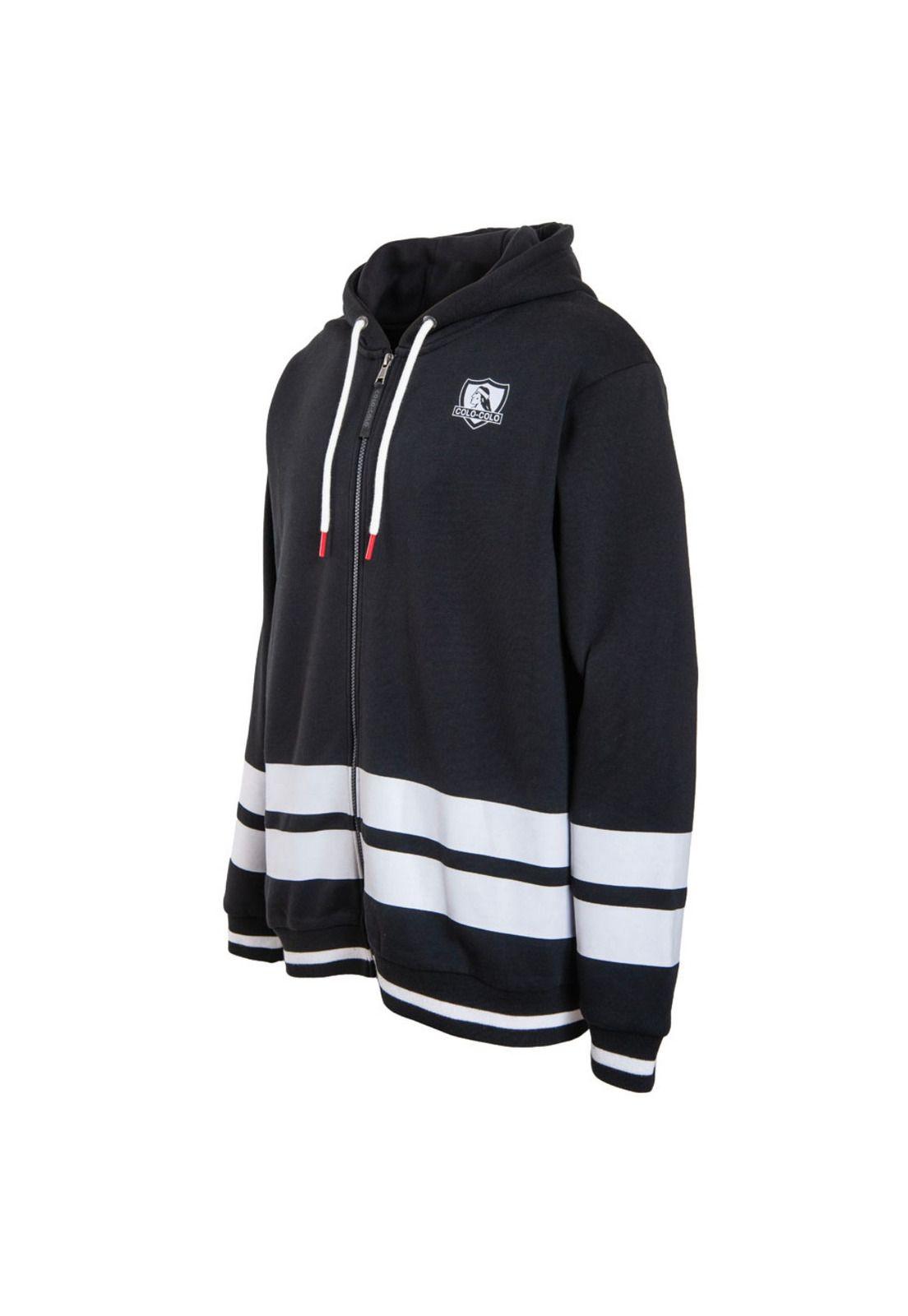 Poleron Colo Colo Urbano Zipper Negro Blanco-1