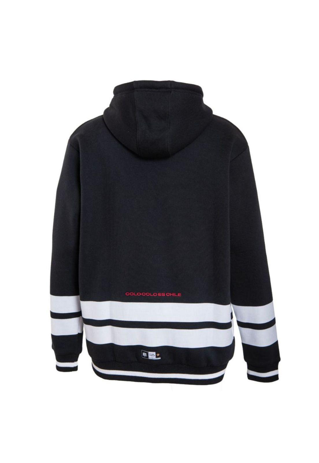 Poleron Colo Colo Urbano Zipper Negro Blanco-2