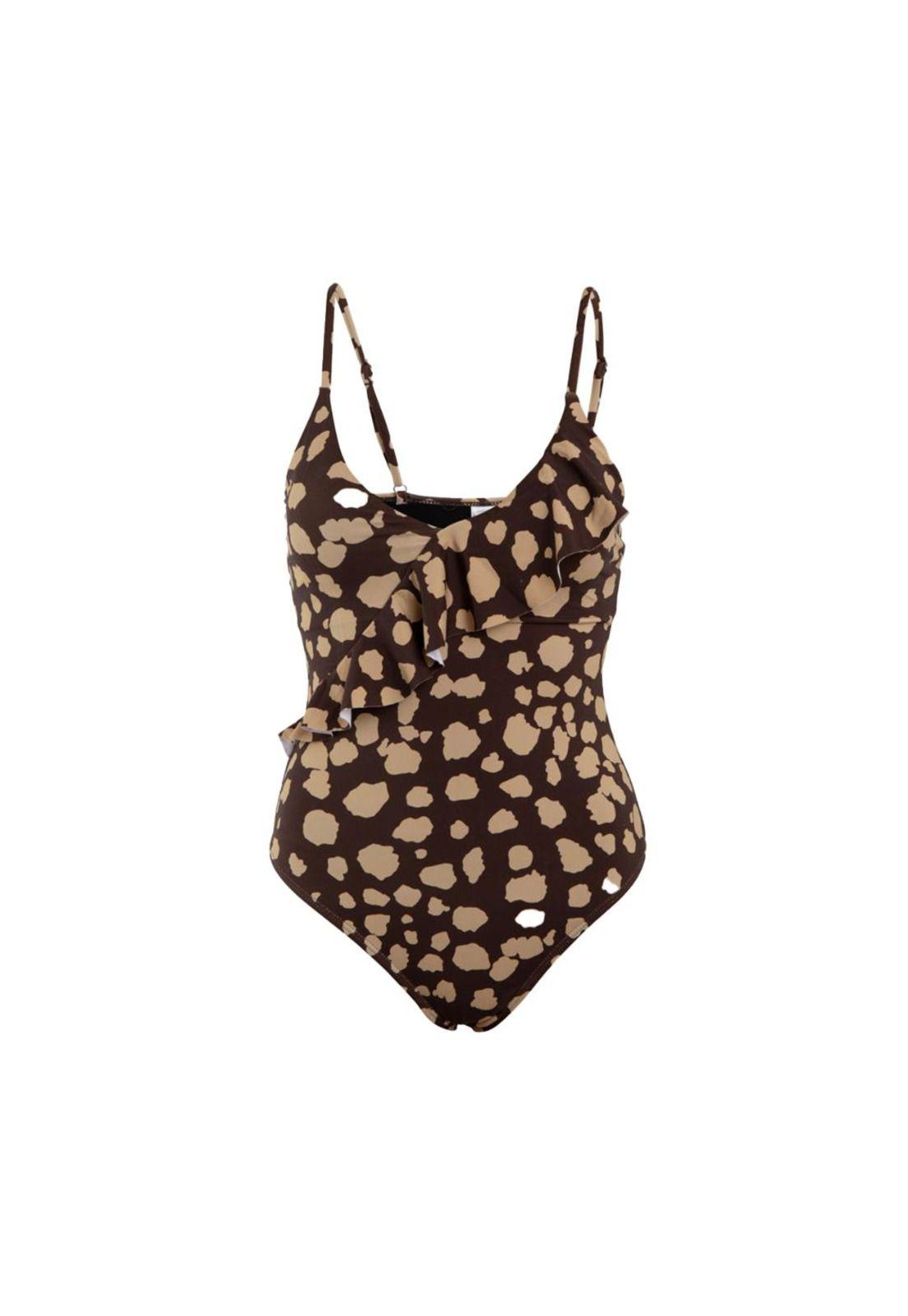 Traje de Baño Strap Ajustable Brown print-0