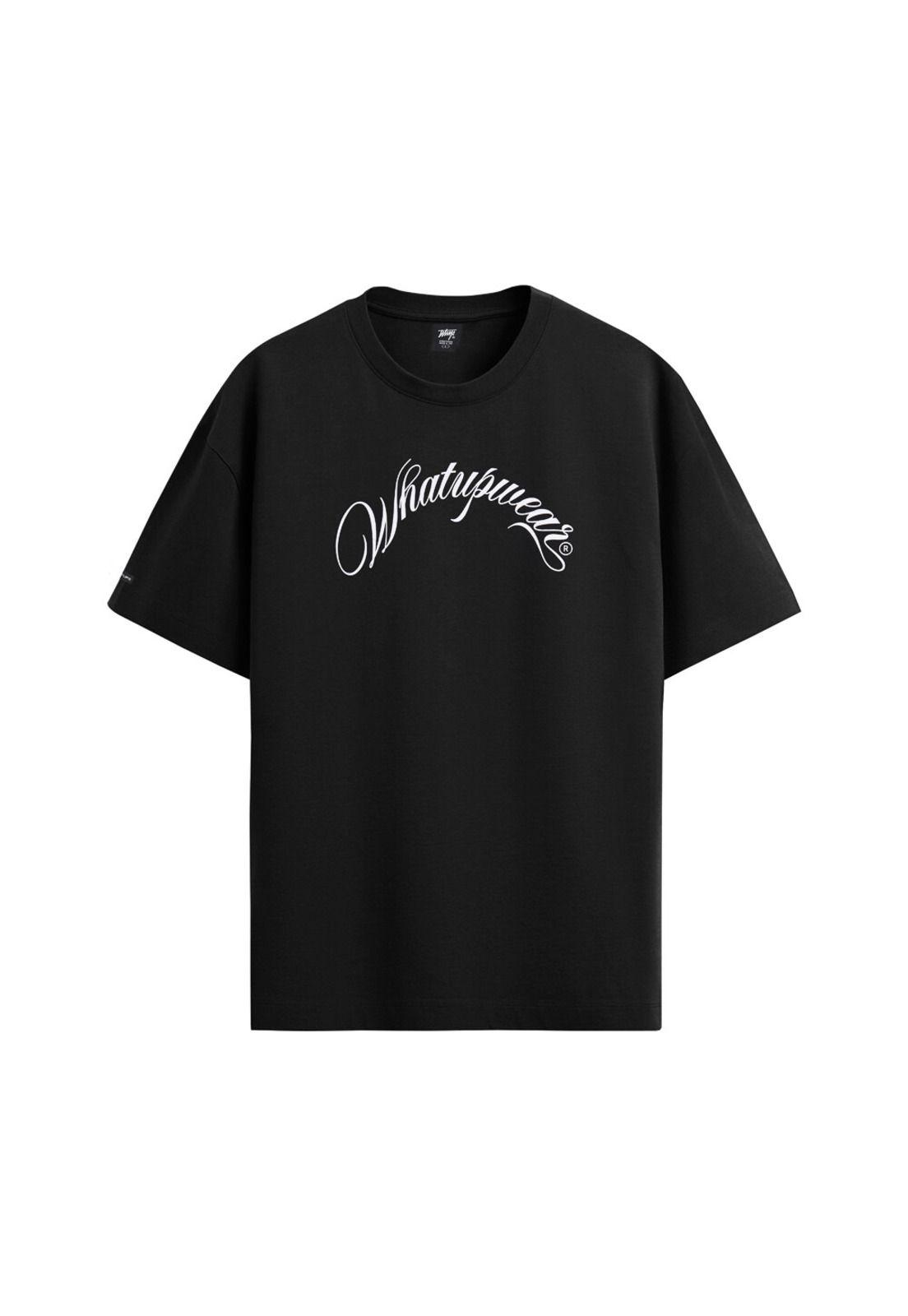 Polera Whatup Hombre Black Handwritten White-0