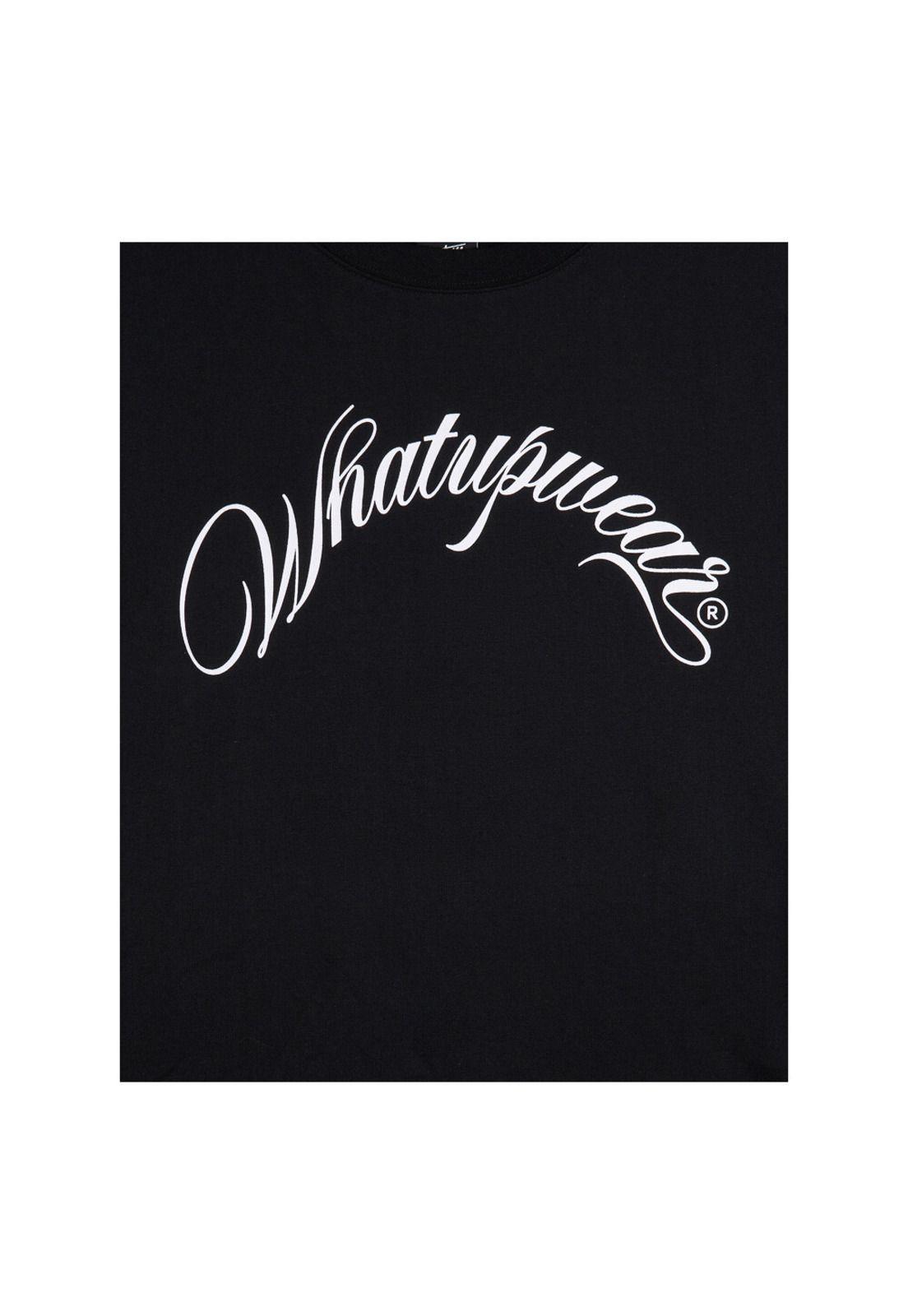 Polera Whatup Hombre Black Handwritten White-2