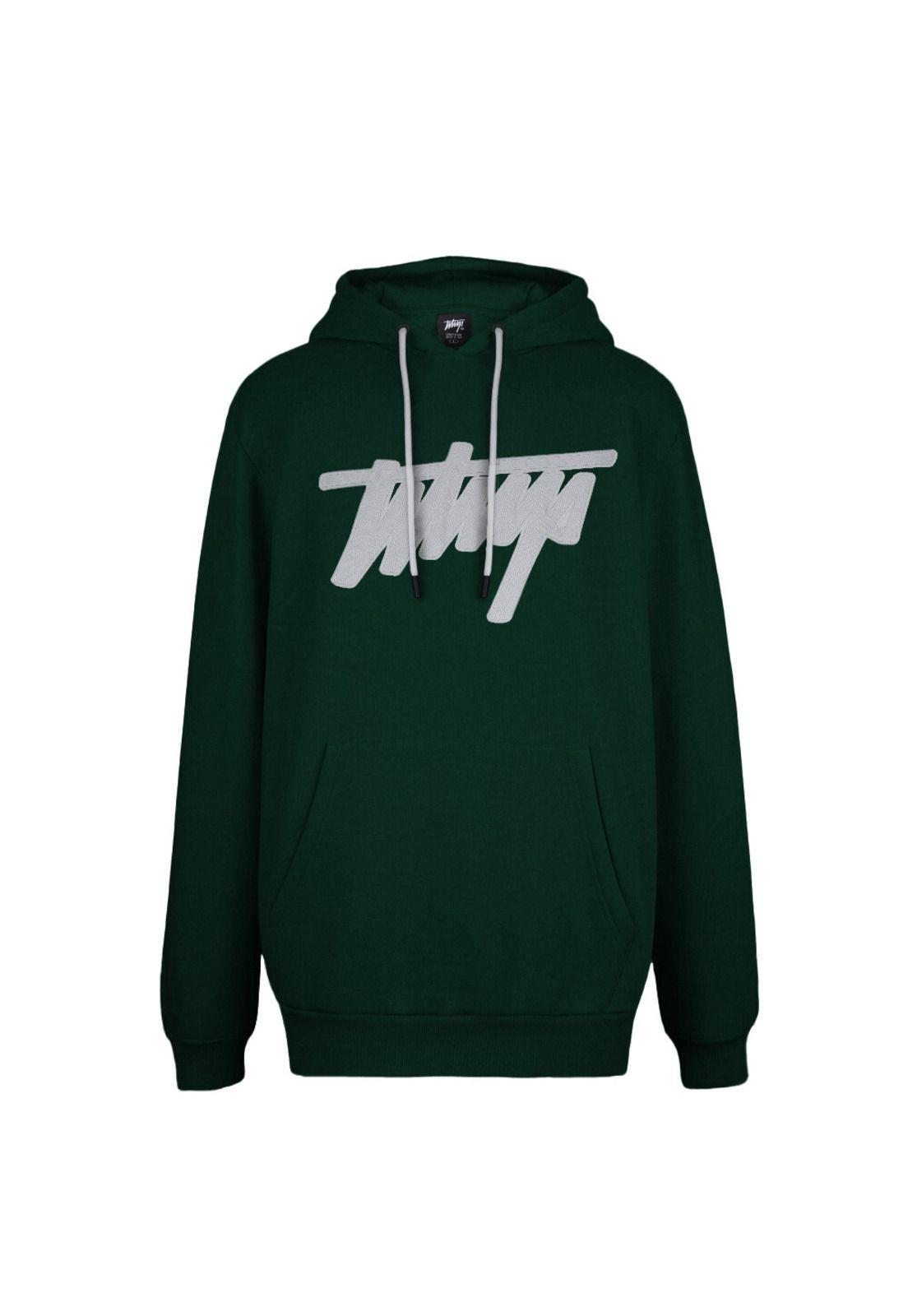 Polerón Whatup Hombre Hoodie Green Logo White-0