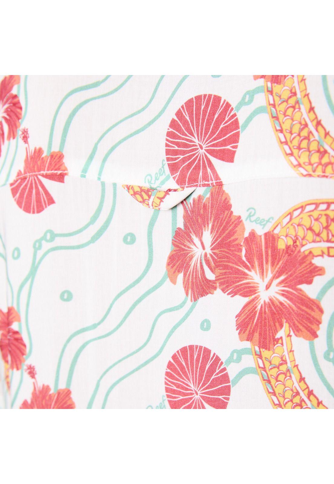 Camisa Reef Men Blanca Dragones Rojos y Flores-6