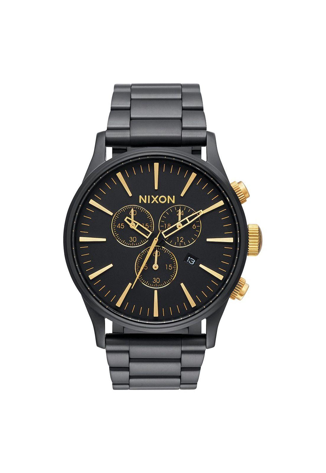 Reloj Sentry Chrono Matte Black Gold Nixon-0