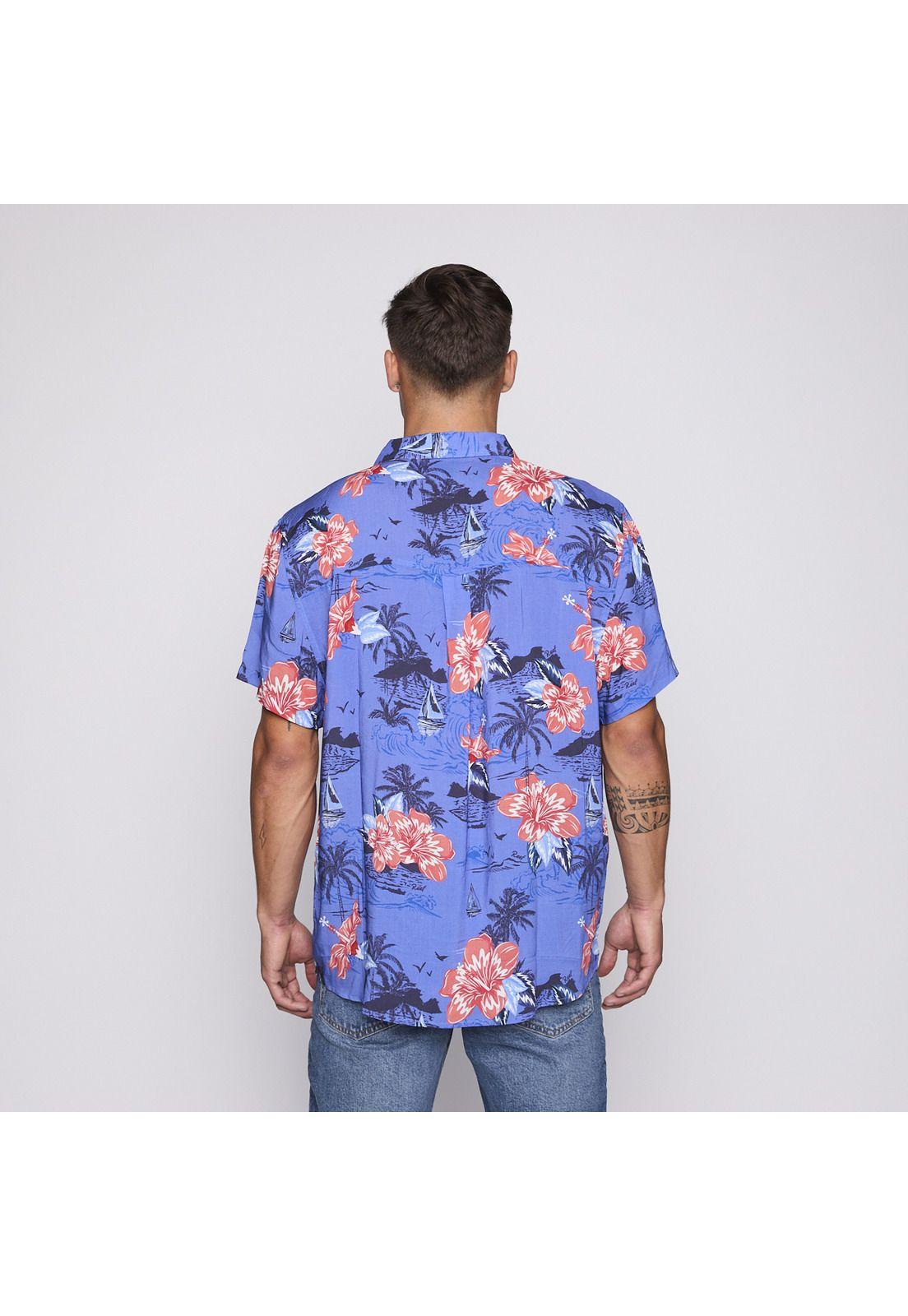 Camisa Reef Men Floreada Azul-2