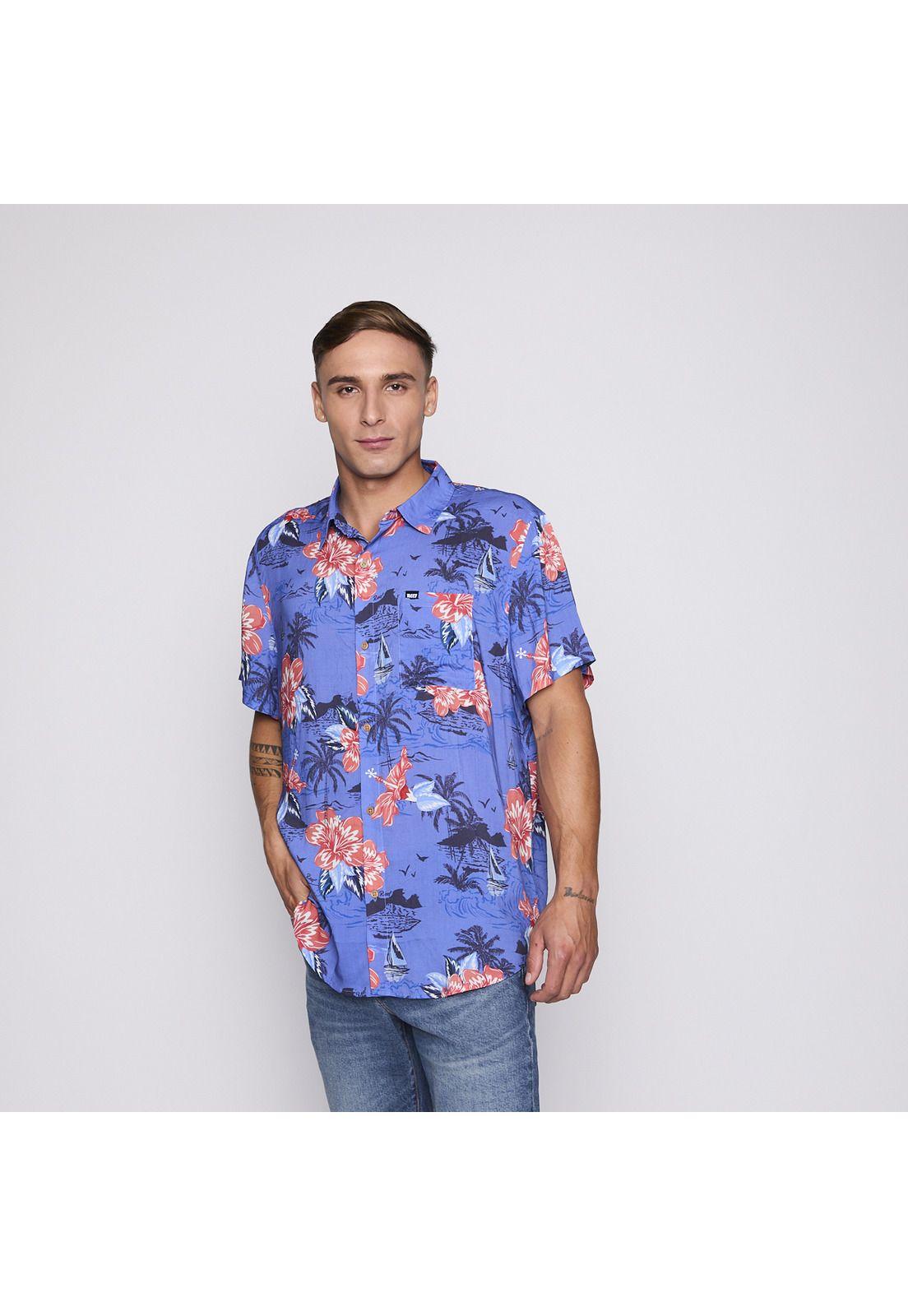 Camisa Reef Men Floreada Azul-3