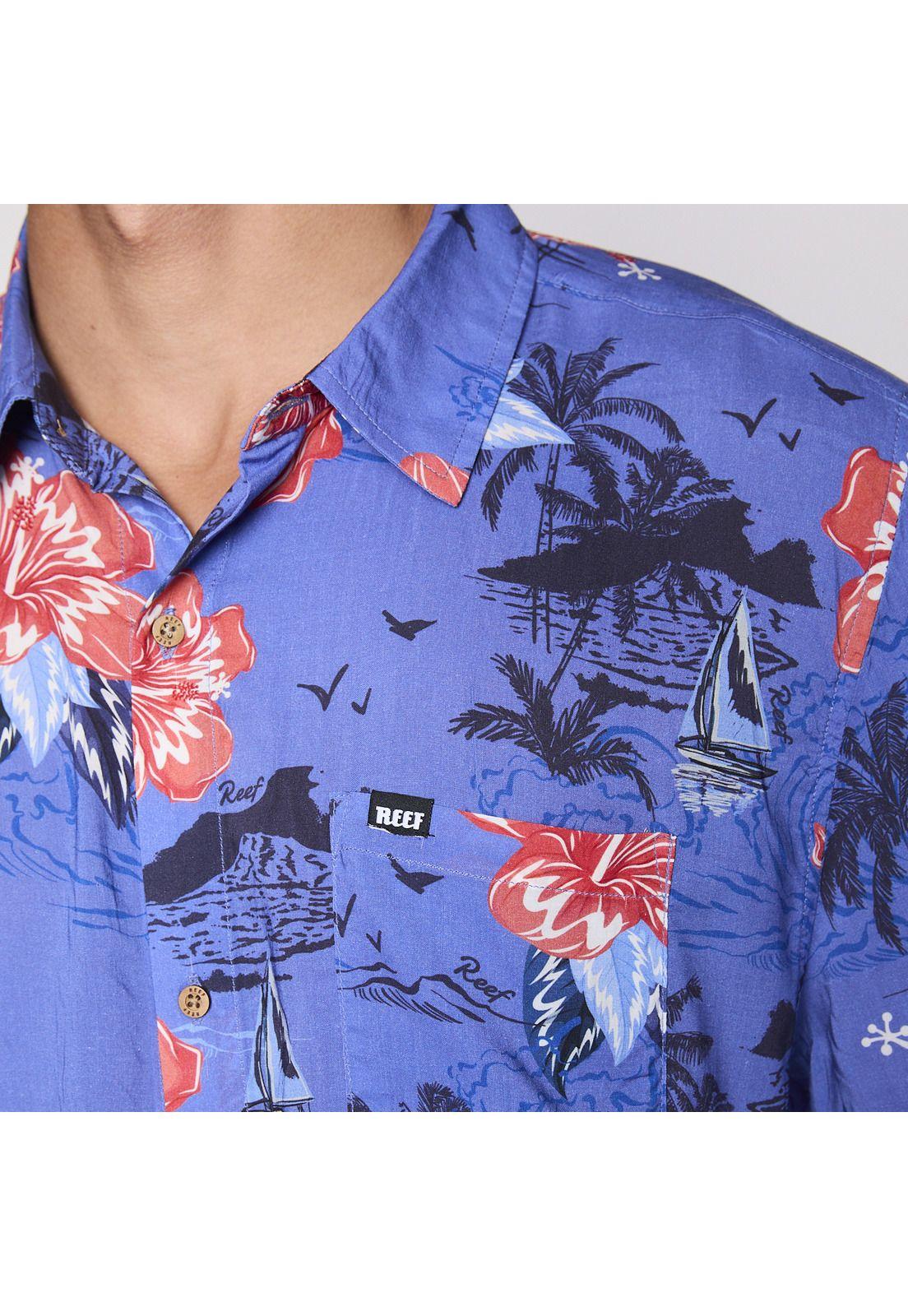 Camisa Reef Men Floreada Azul-4
